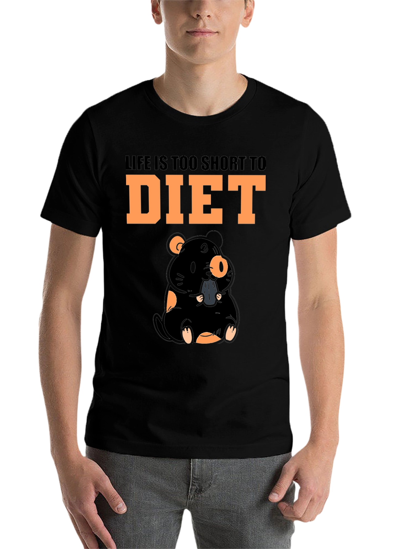Black Life is Too Short to Diet T-Shirt Funny Foodie Tee view 7