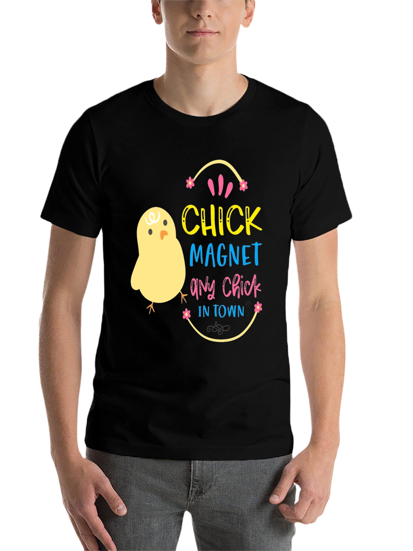 Black Chick Magnet T-Shirt - Easter Fun Apparel view 7