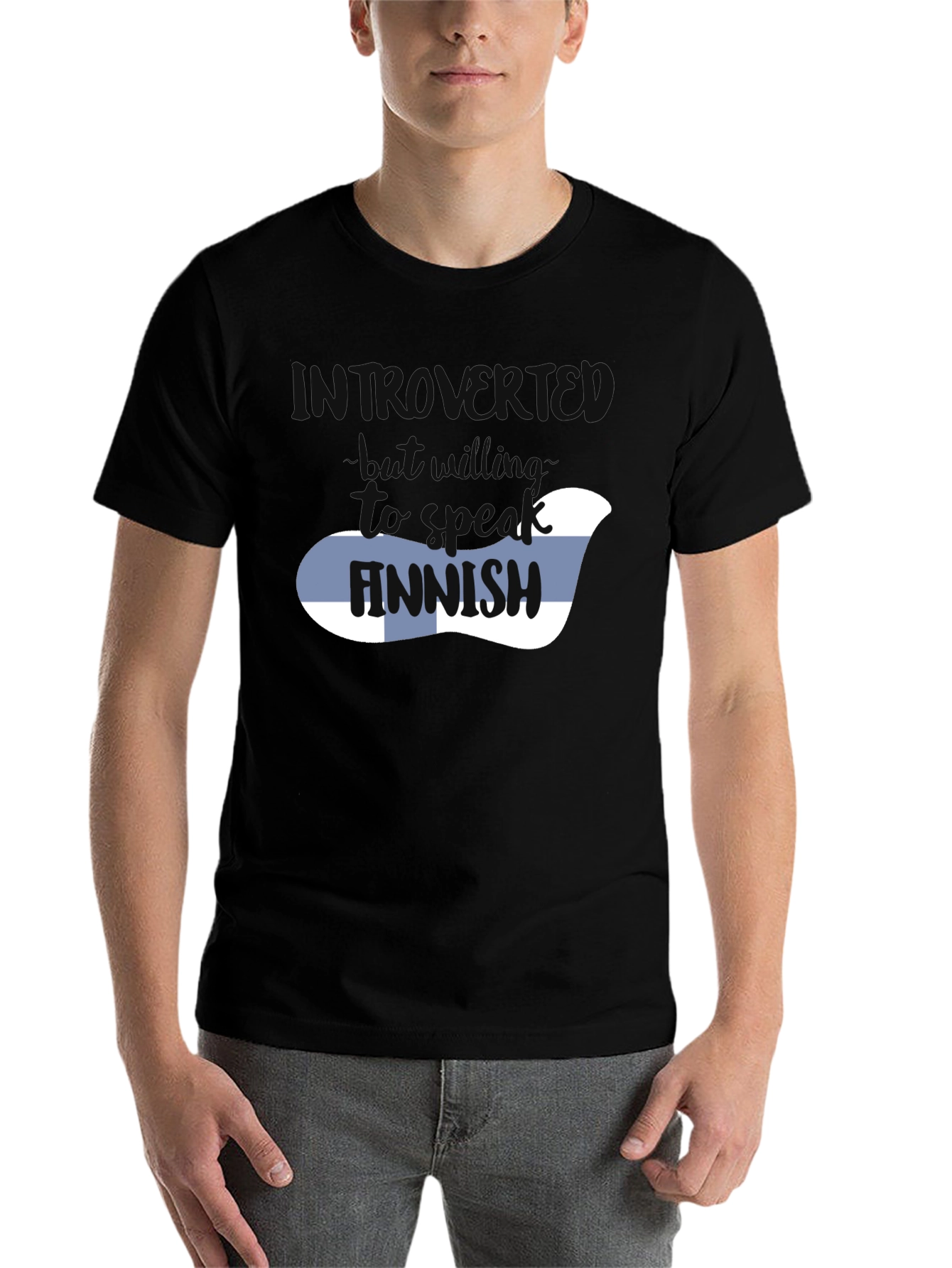 Black Introvert Finnish T-Shirt - Funny Graphic Tee view 7