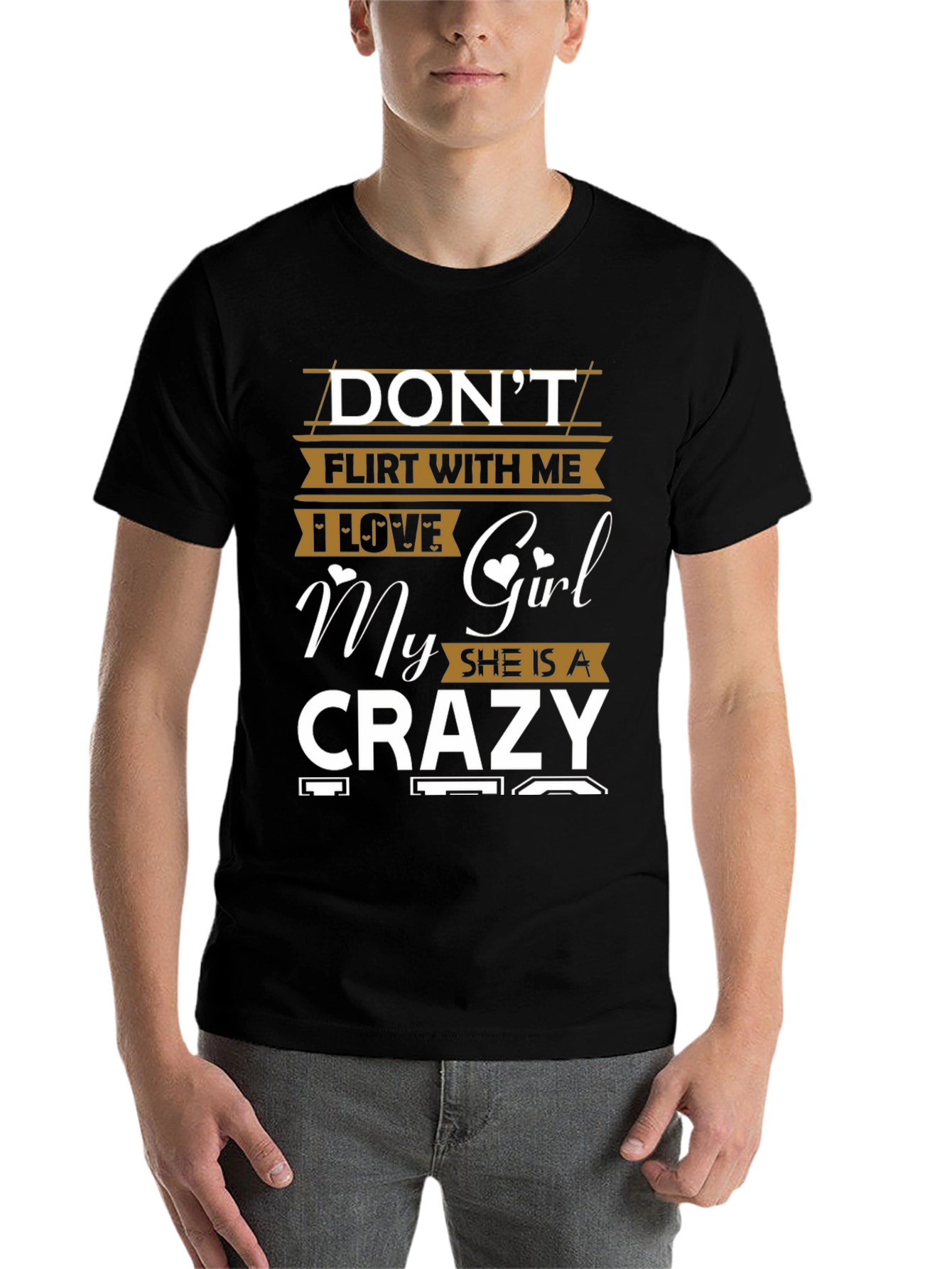 Black Don't Flirt Crazy Girl Black Graphic T-Shirt view 7
