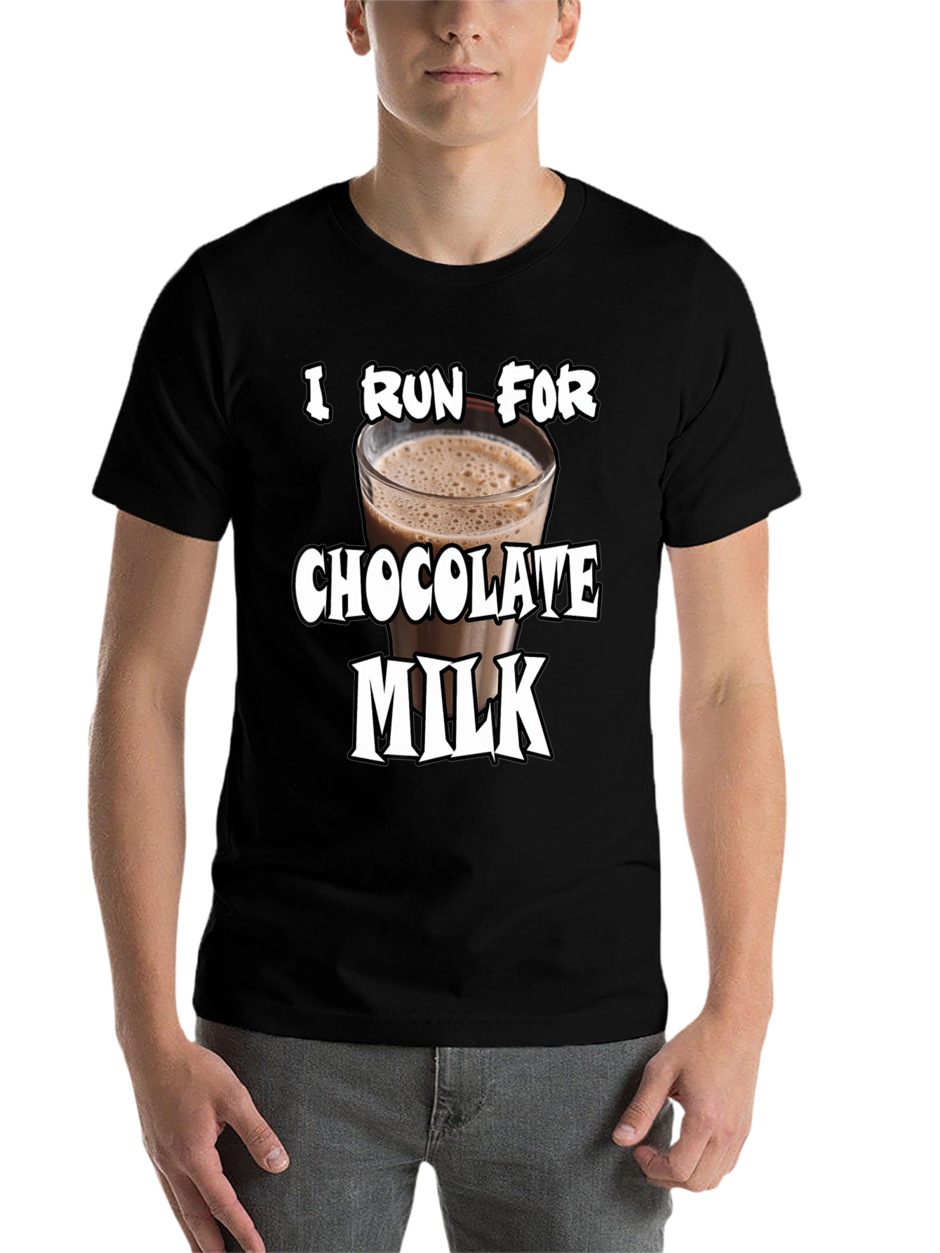Black I Run For Chocolate Milk T-Shirt - Funny Workout Tee view 7
