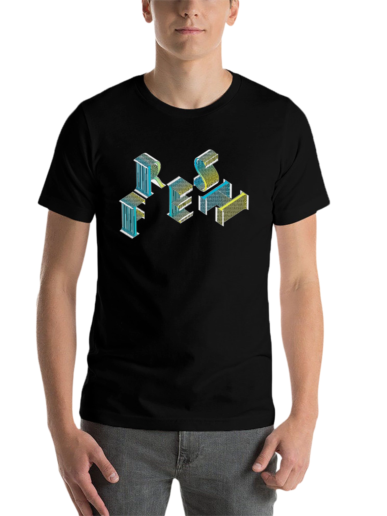 Black Abstract Isometric Graphic Tee - Black view 7