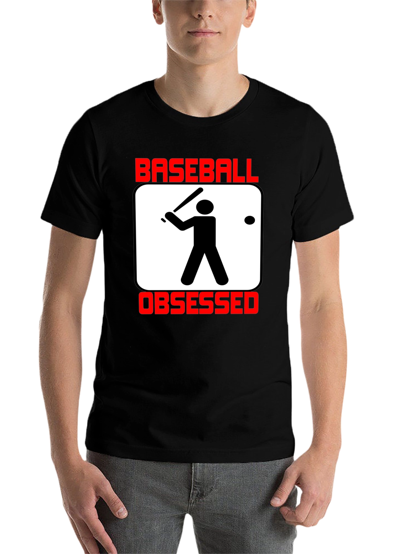 Black Baseball Obsessed T-Shirt - Black Crew Neck Graphic Tee view 7