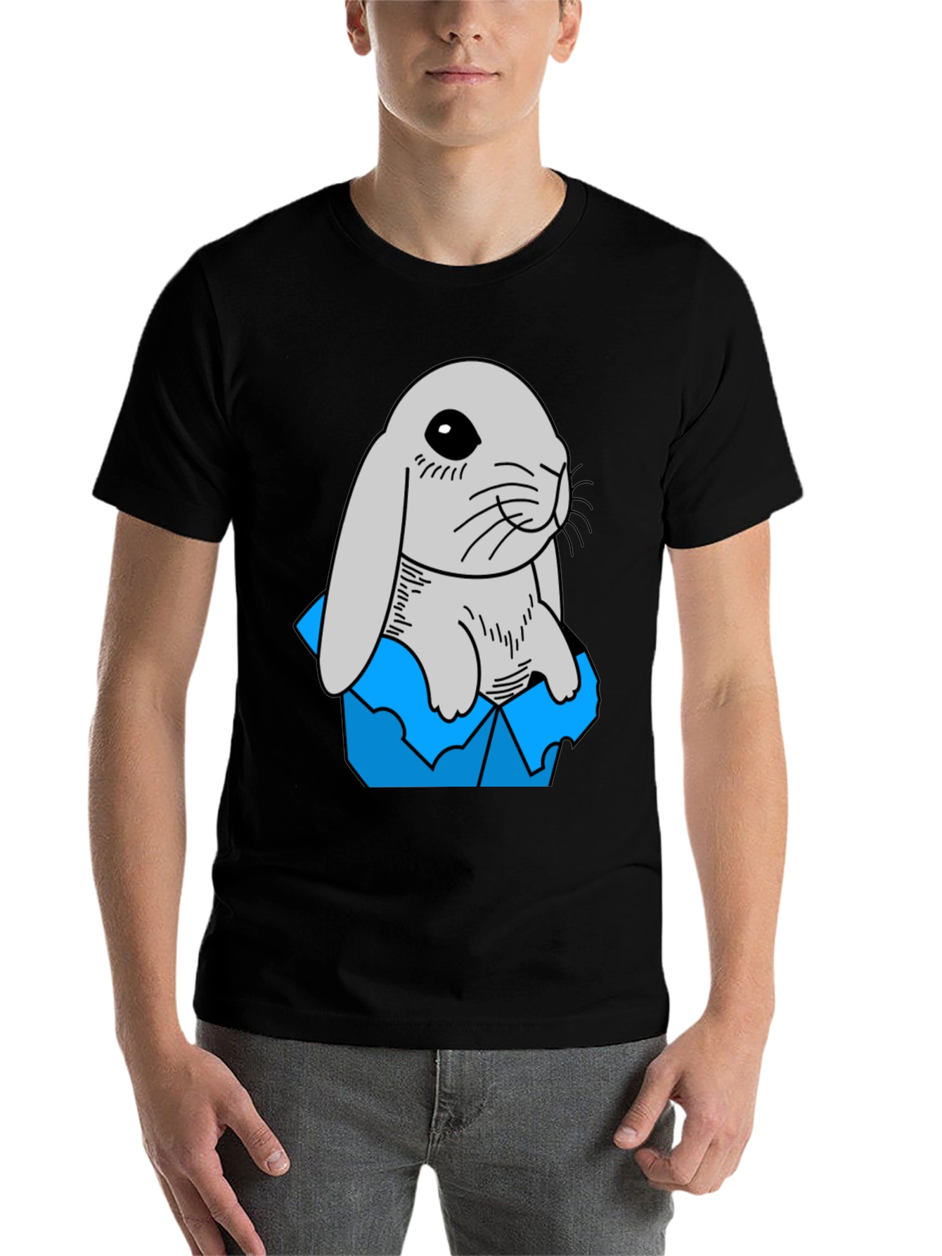 Black Rabbit in Box Graphic Tee - Cute & Comfy! view 7