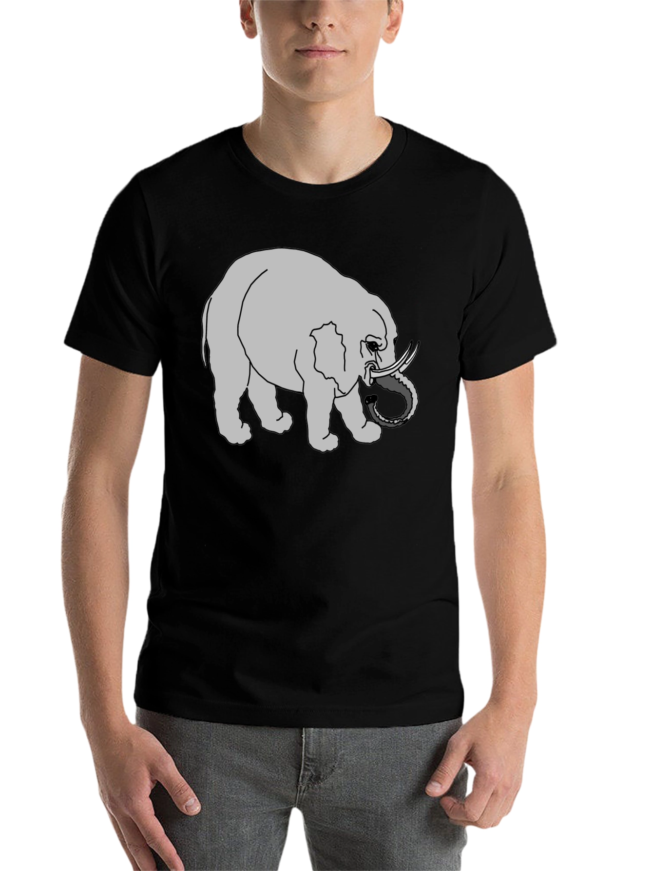 Black Elephant Graphic Print Black T-Shirt view 7