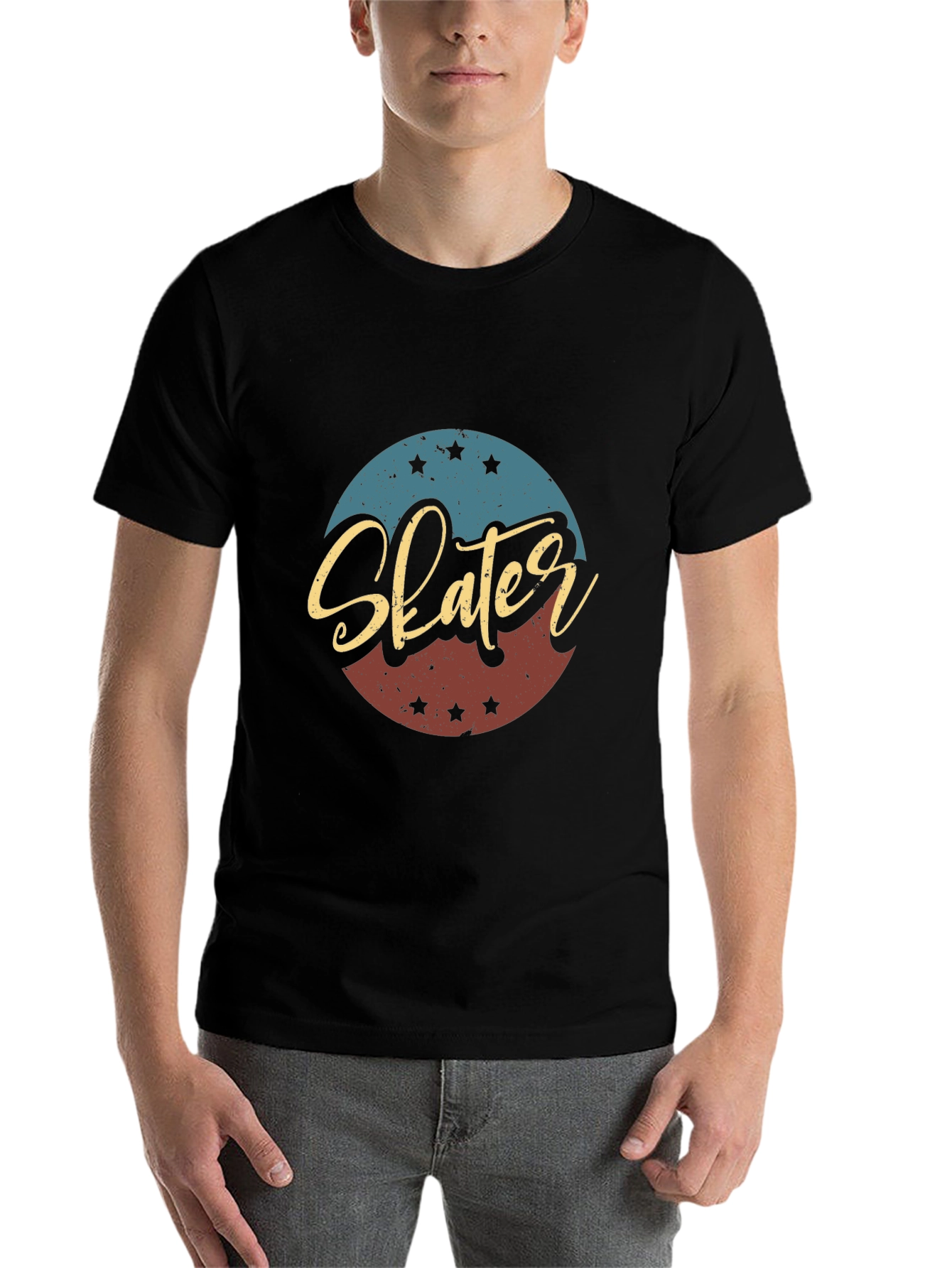 Black Vintage Skater Graphic Tee - Retro Style view 7