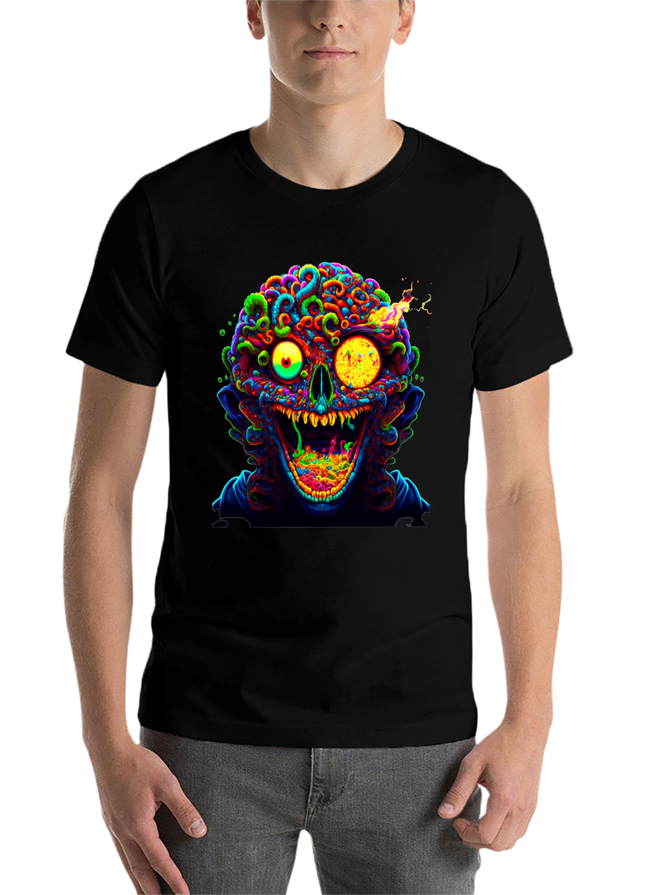 Black Psychedelic Zombie T-Shirt view 7