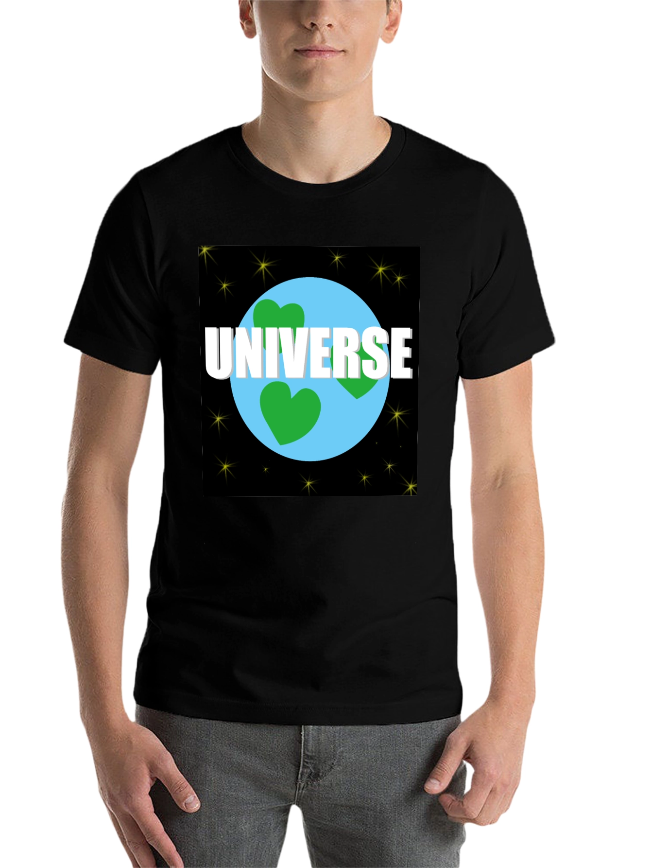 Universe Love T-Shirt - Black Cotton Blend Tee - 7