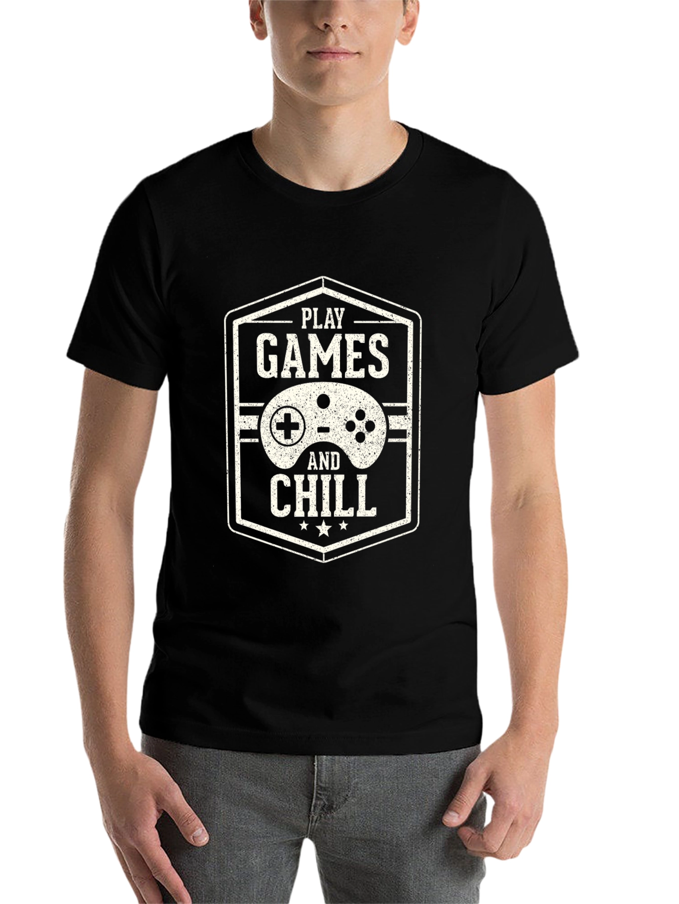 Black Play Games and Chill Black T-Shirt view 7