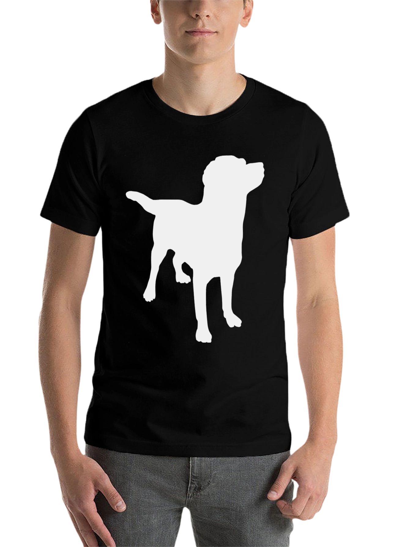 Black Dog Silhouette Black T-Shirt - Classic Casual Wear view 7