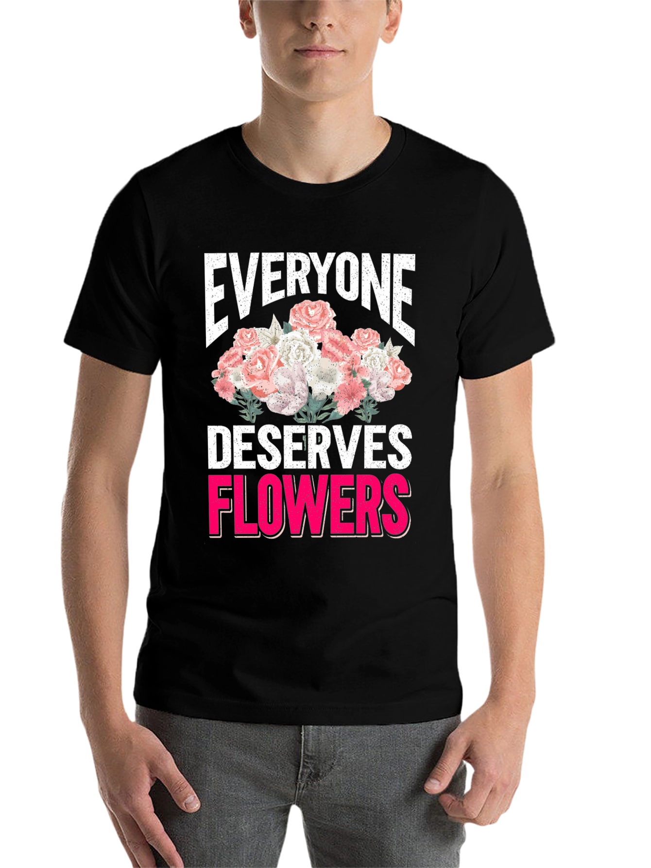 Black Everyone Deserves Flowers Graphic Tee view 7
