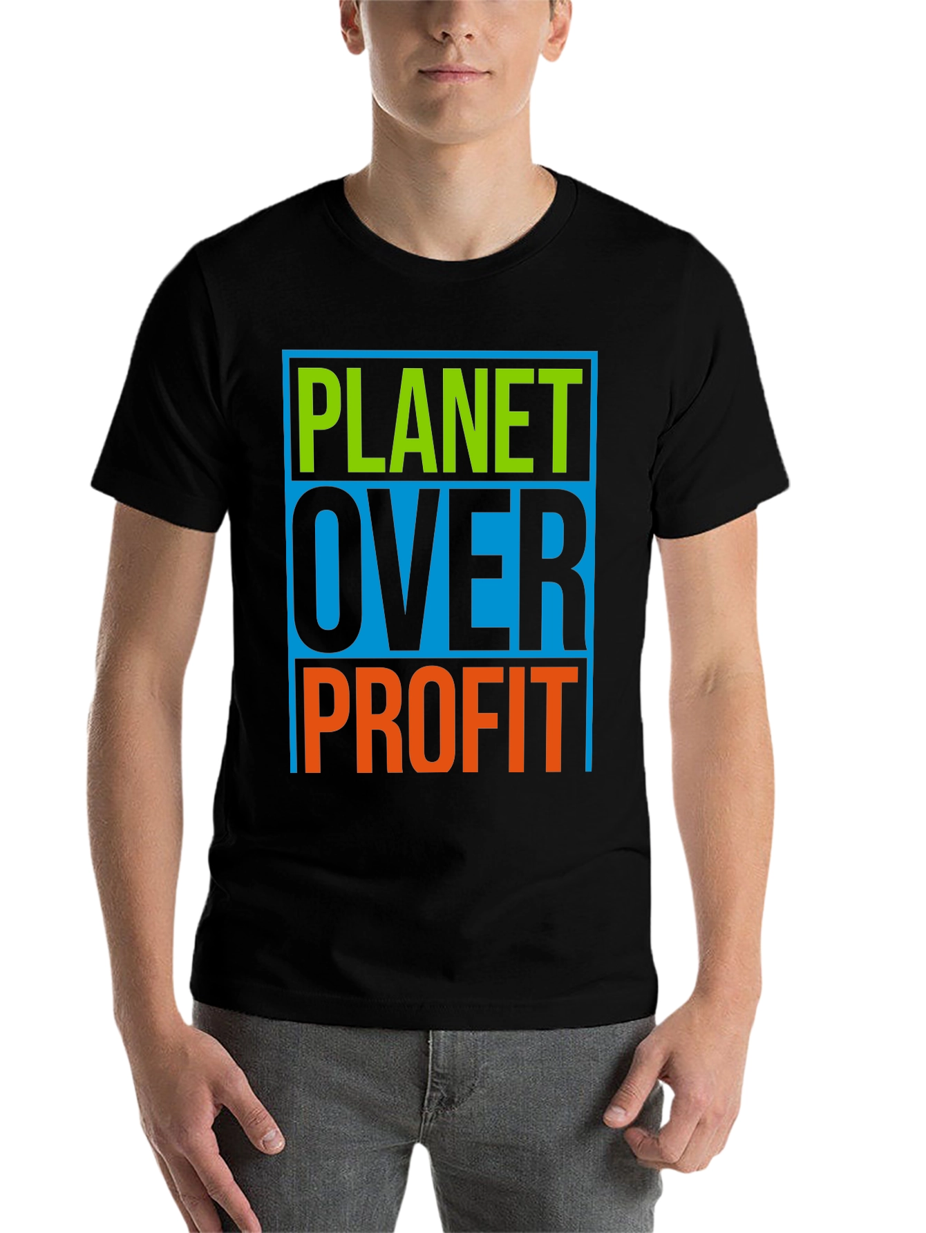 Black Planet Over Profit Graphic T-Shirt - Eco-Conscious Design view 7