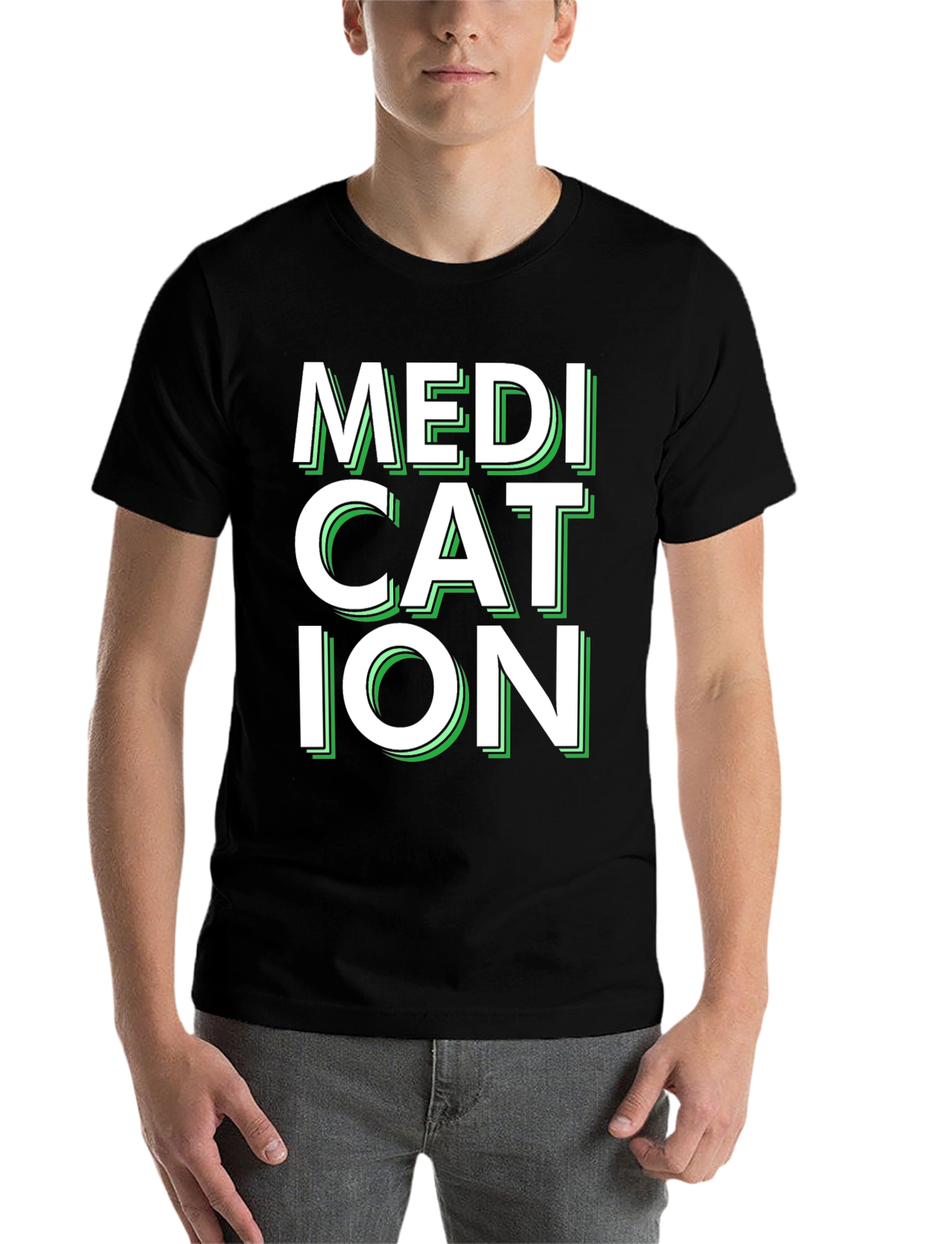 Black Medication Graphic Tee - Black Casual T-Shirt view 7