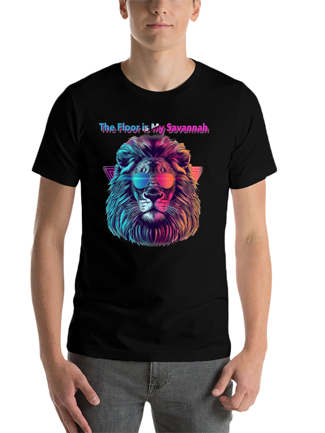 Black The Floor is My Savannah Lion Graphic Tee view 7