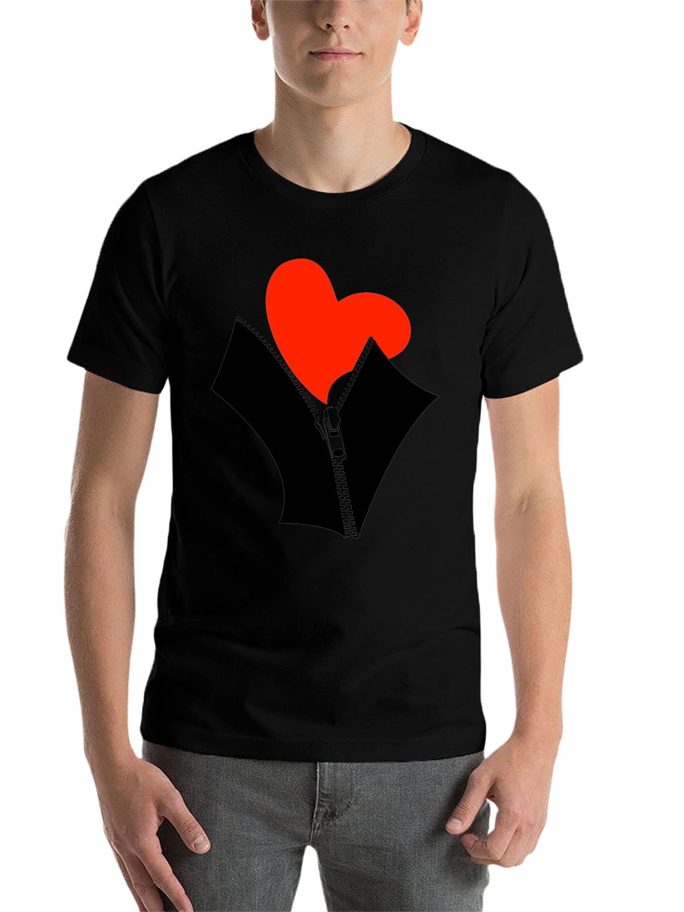 Black Heart Zipper Graphic Black T-Shirt view 7