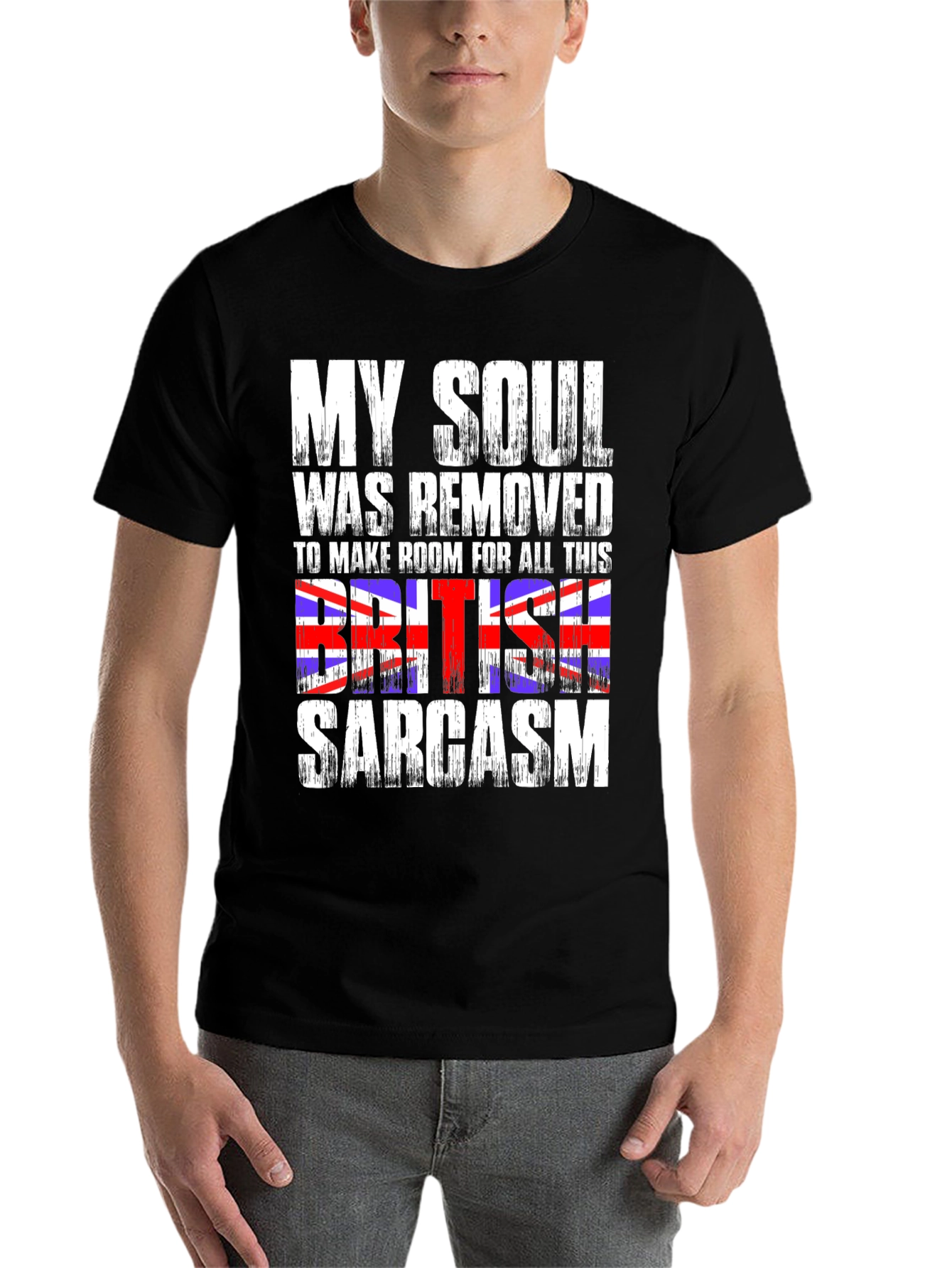 Black British Sarcasm Graphic Tee - Black view 7