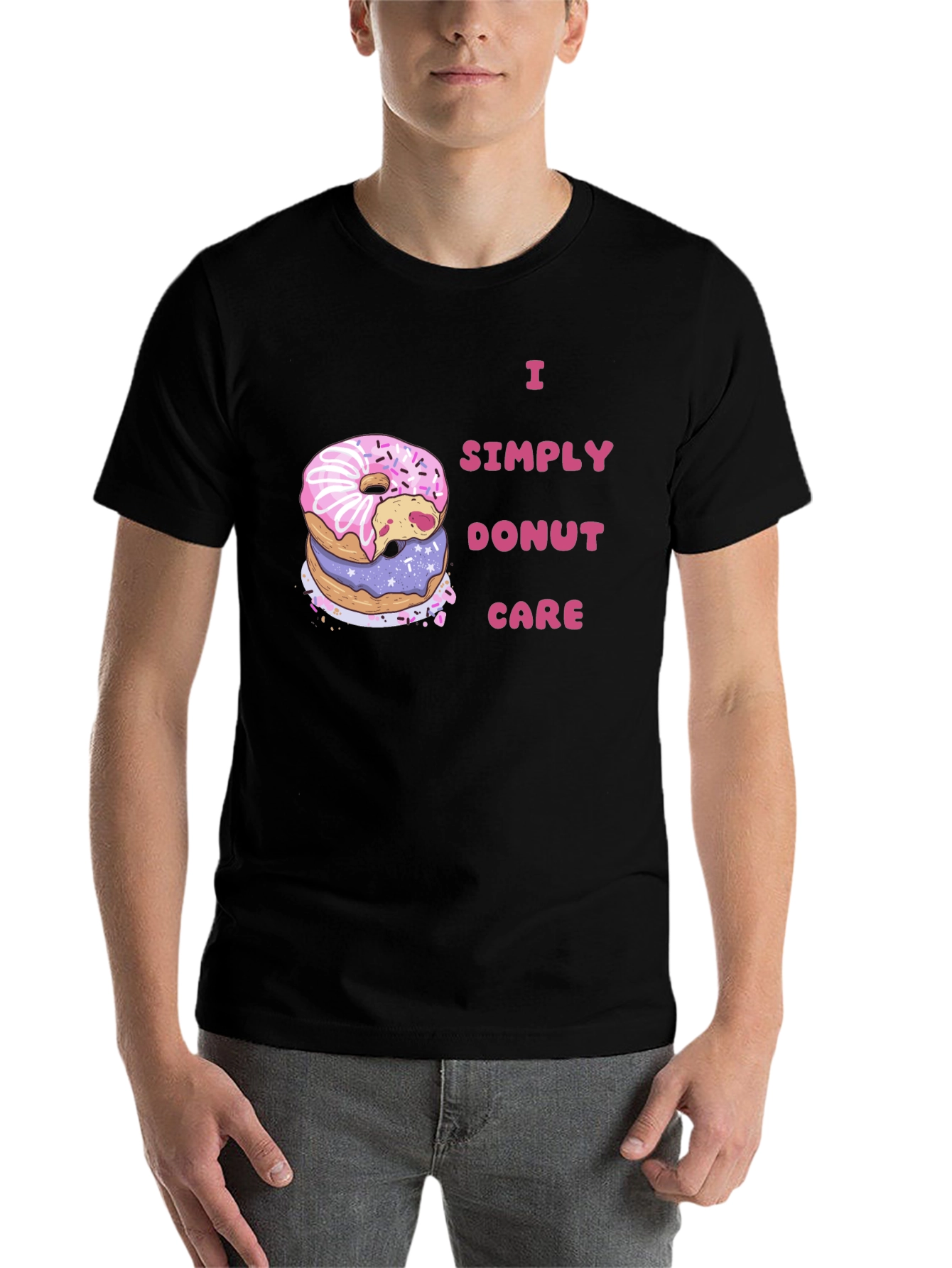 Black I Simply Donut Care Funny Graphic Tee view 7