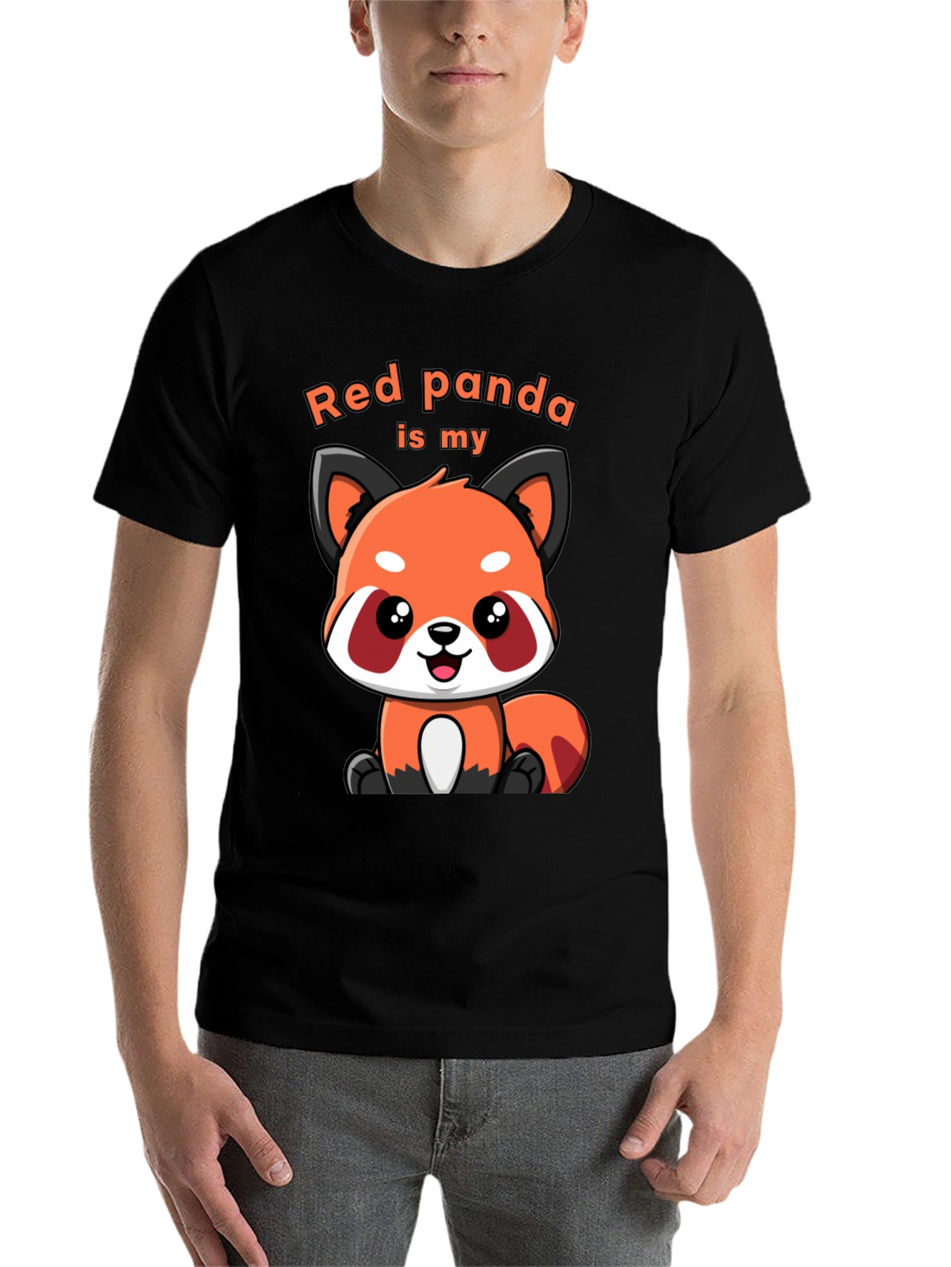 Black Red Panda T-Shirt Cute Cartoon Animal Tee view 7