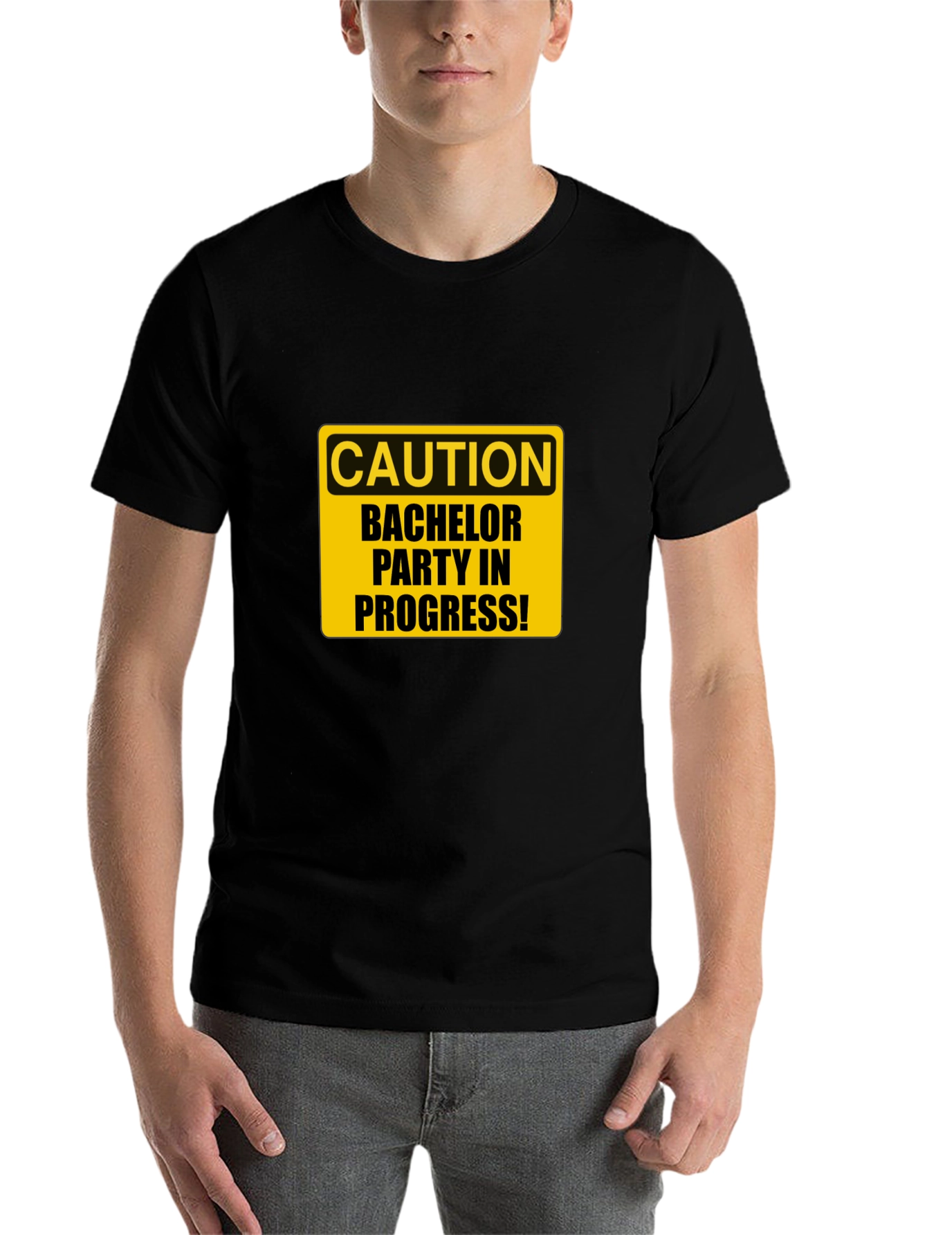 Black Bachelor Party Caution Tee - Black view 7