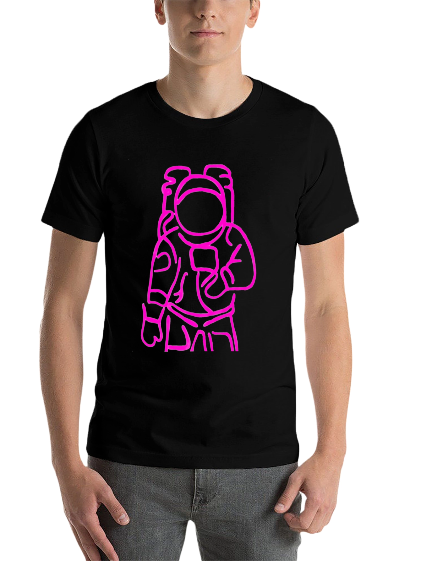 Black Astronaut Graphic Tee - Black Cotton Blend T-Shirt view 7