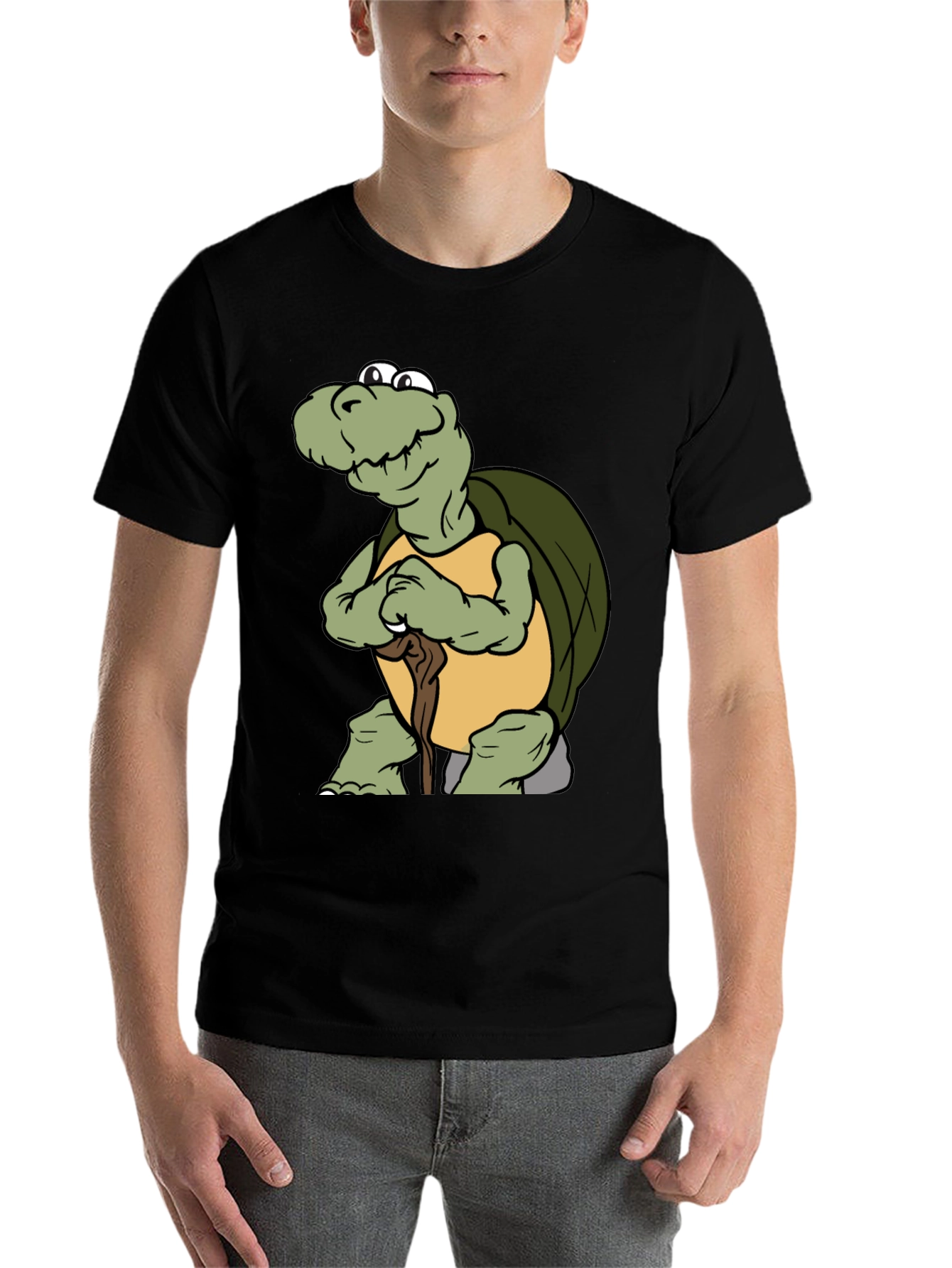 Black Funny Turtle Cartoon Black T-Shirt view 7