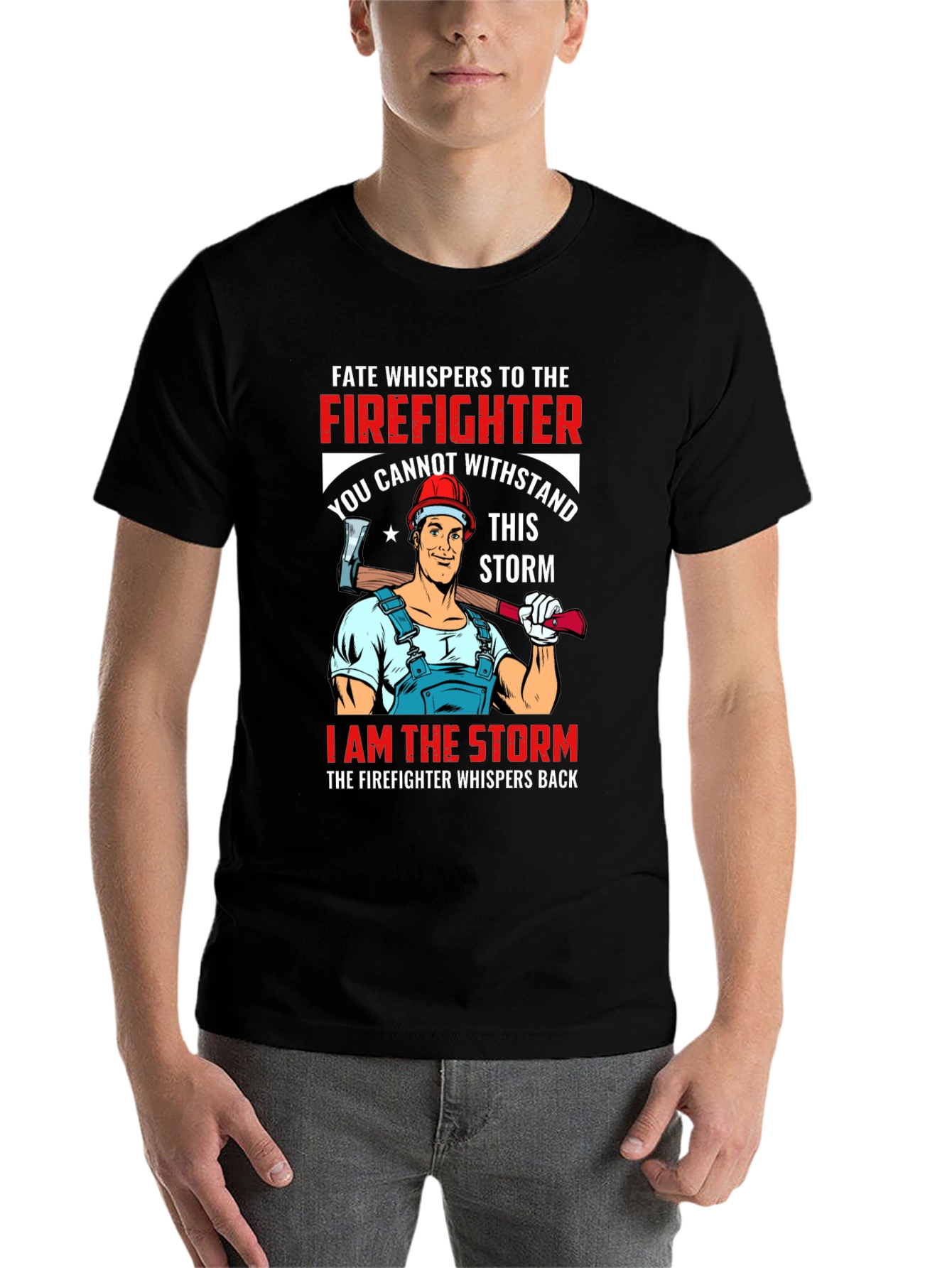Black Firefighter Storm Graphic T-Shirt view 7