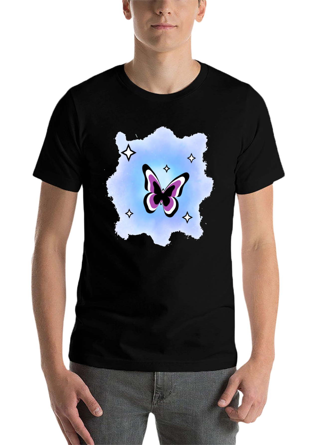 Black Butterfly Starburst Graphic T-Shirt view 7