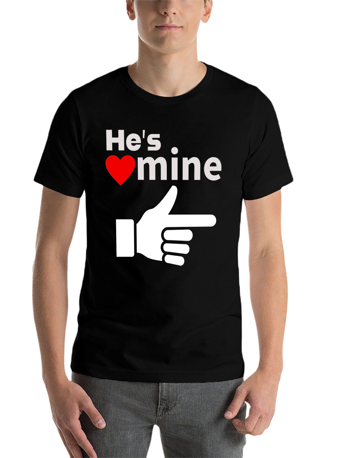 Black He's Mine T-Shirt - Novelty Graphic Tee view 7