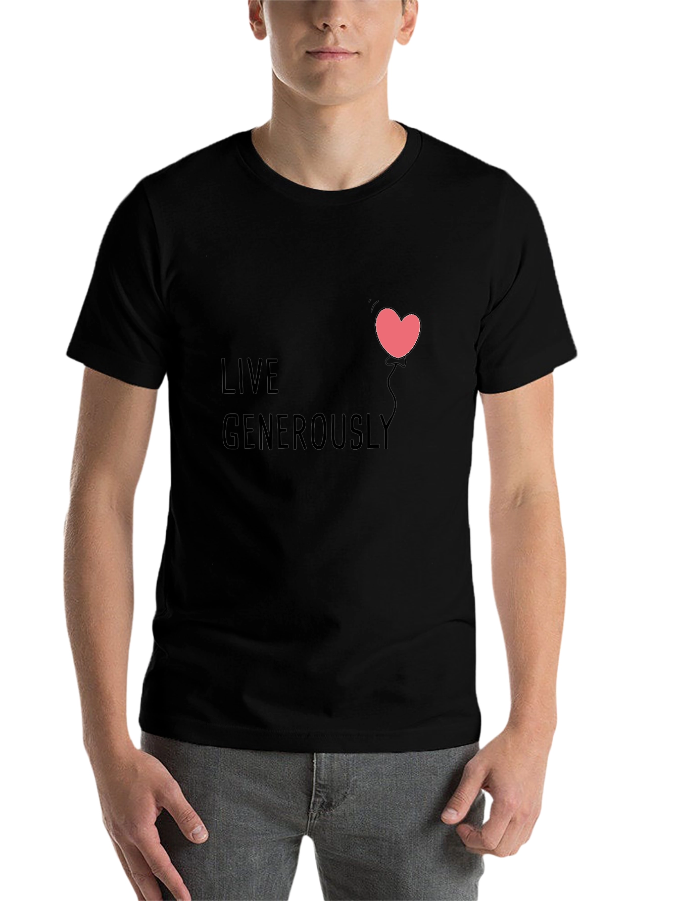 Live Generously T-Shirt - Heart Balloon Design - 7