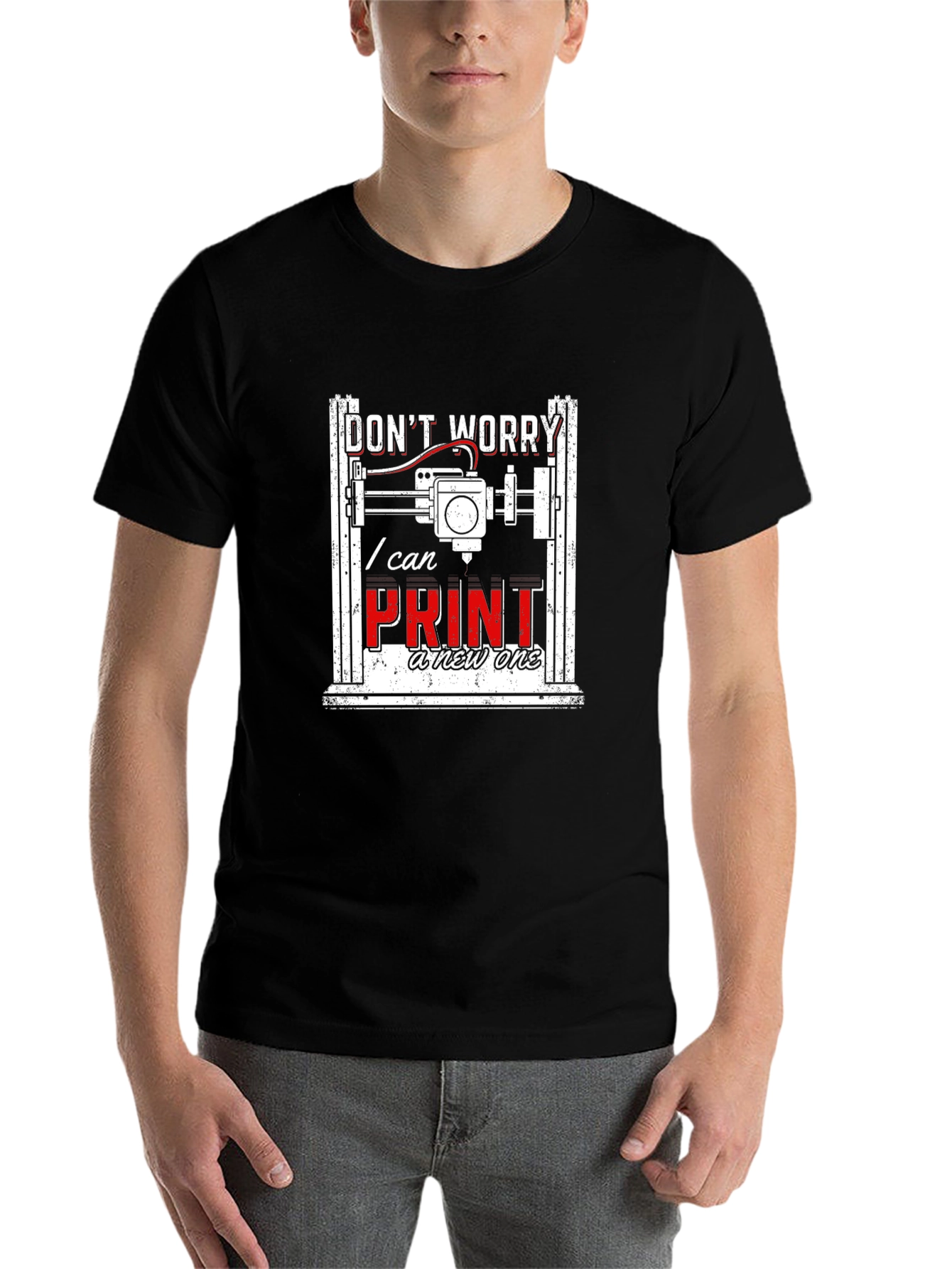 Black 3D Printer T-Shirt - Funny "I Can Print a New One" Tee view 7