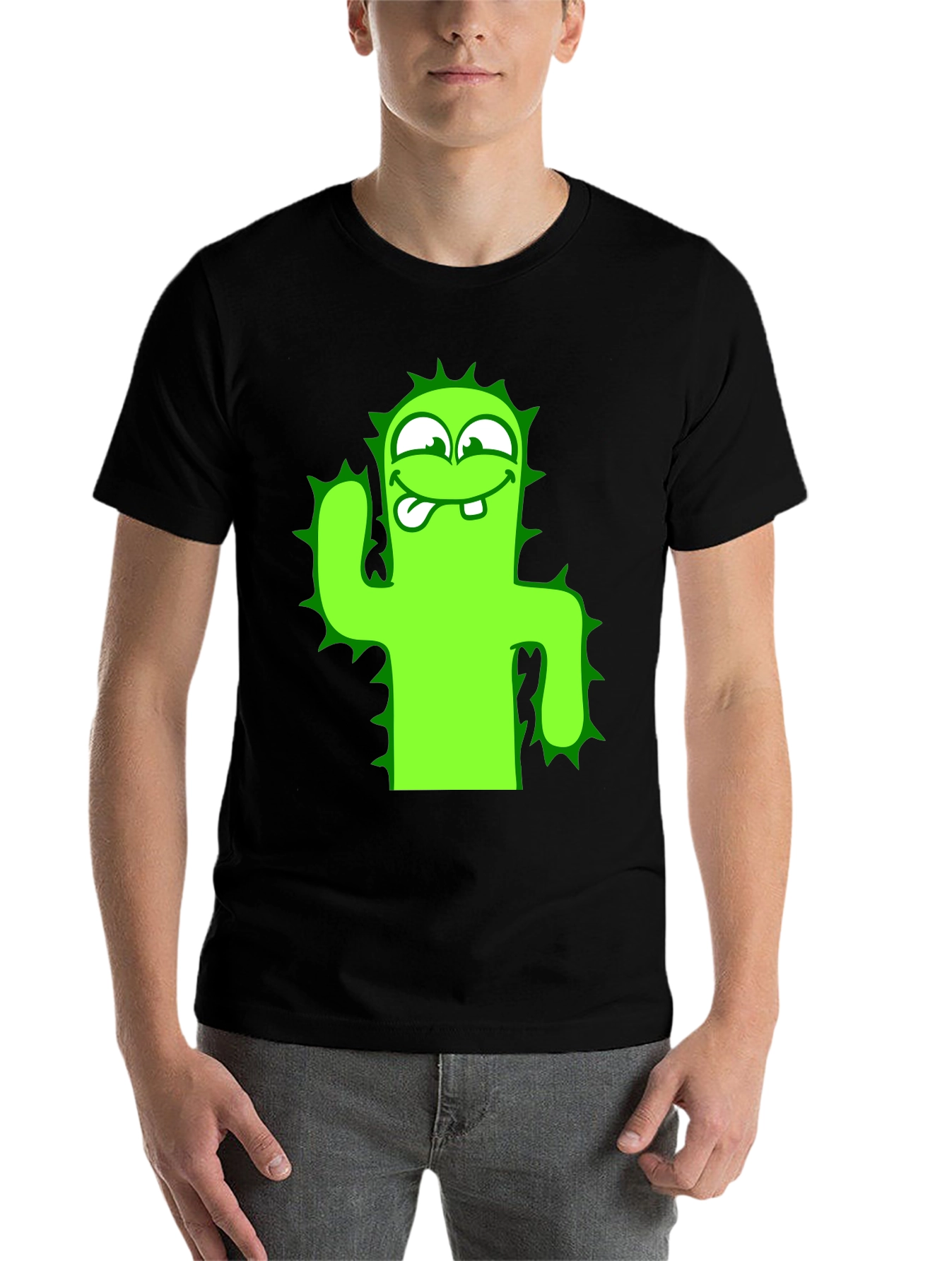 Black Funny Cactus Graphic Tee - Black T-Shirt view 7