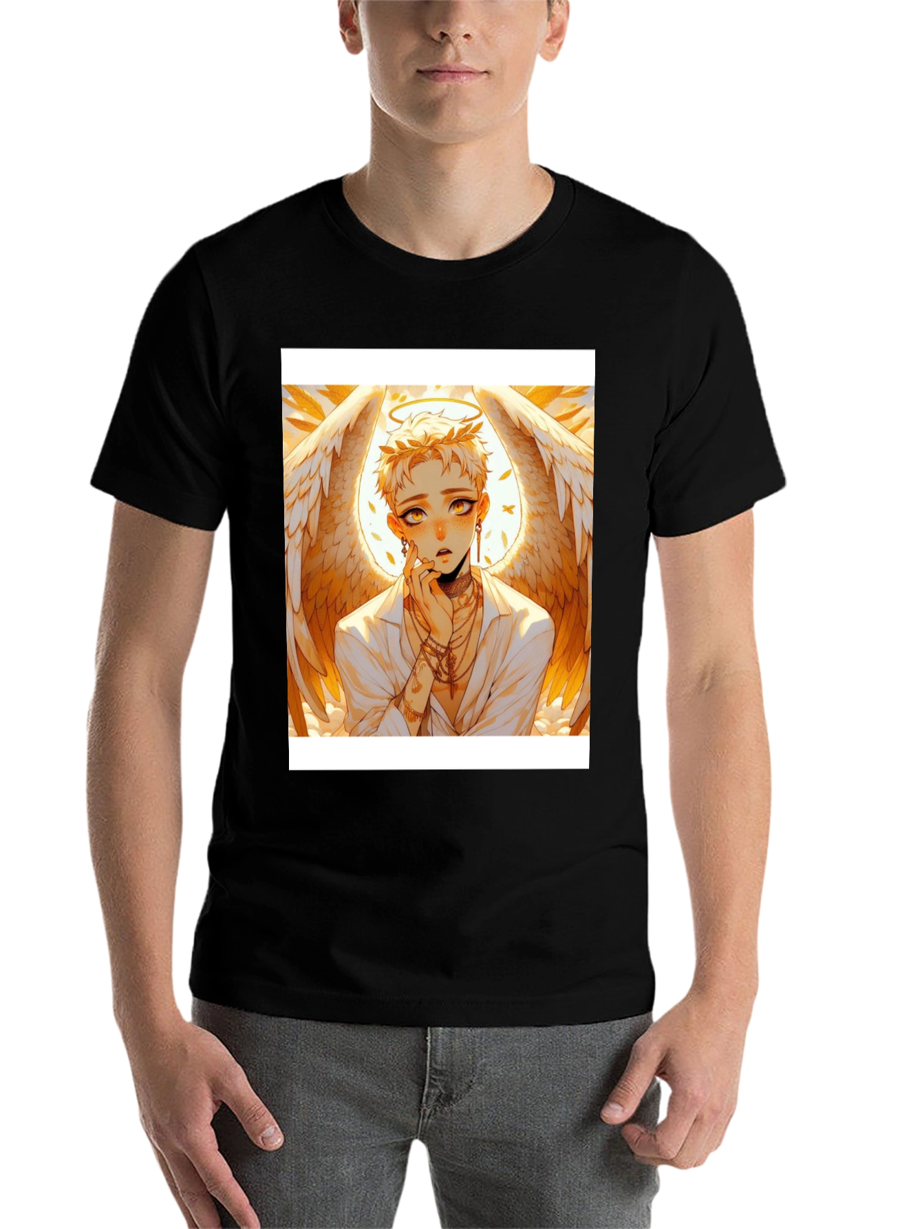 Black Anime Angel T-Shirt - Unique Graphic Tee for Style view 7