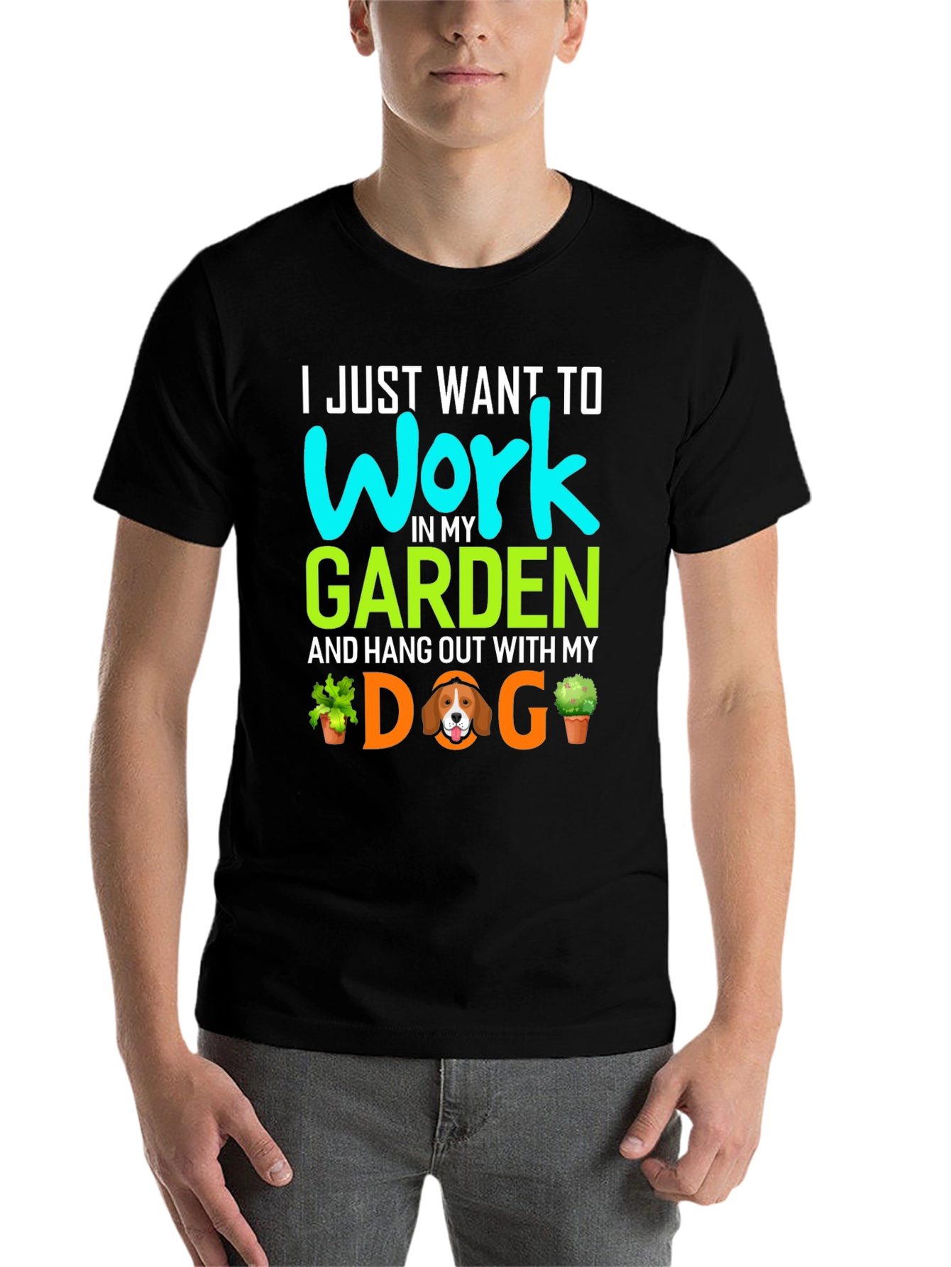 Black Gardening Dog T-Shirt - Work In My Garden view 7