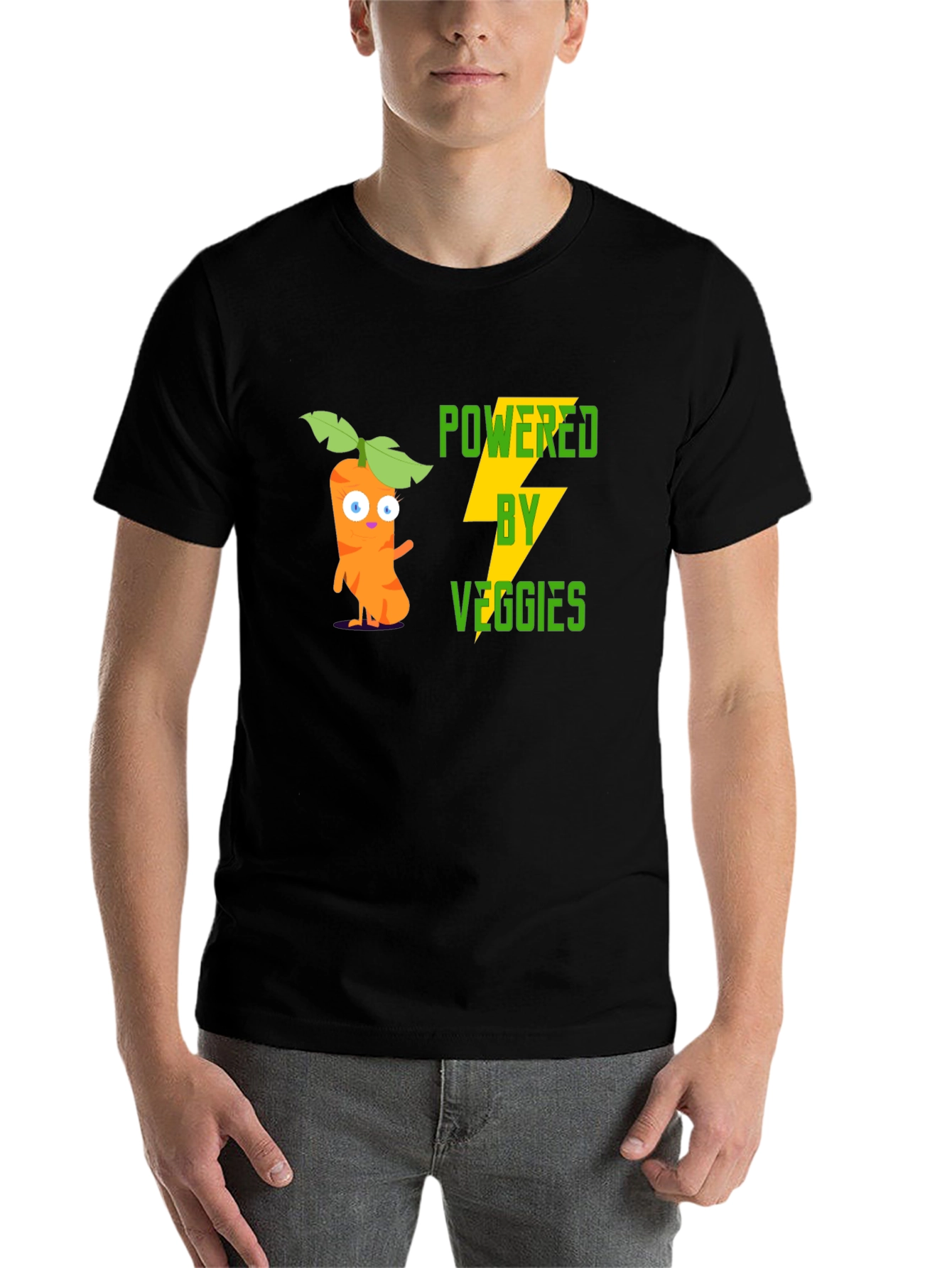Black Powered by Veggies Graphic Tee - Black view 7