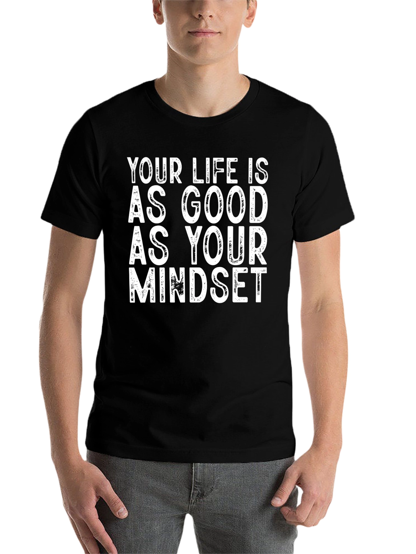 Black Inspirational Mindset Graphic Tee - Black view 7