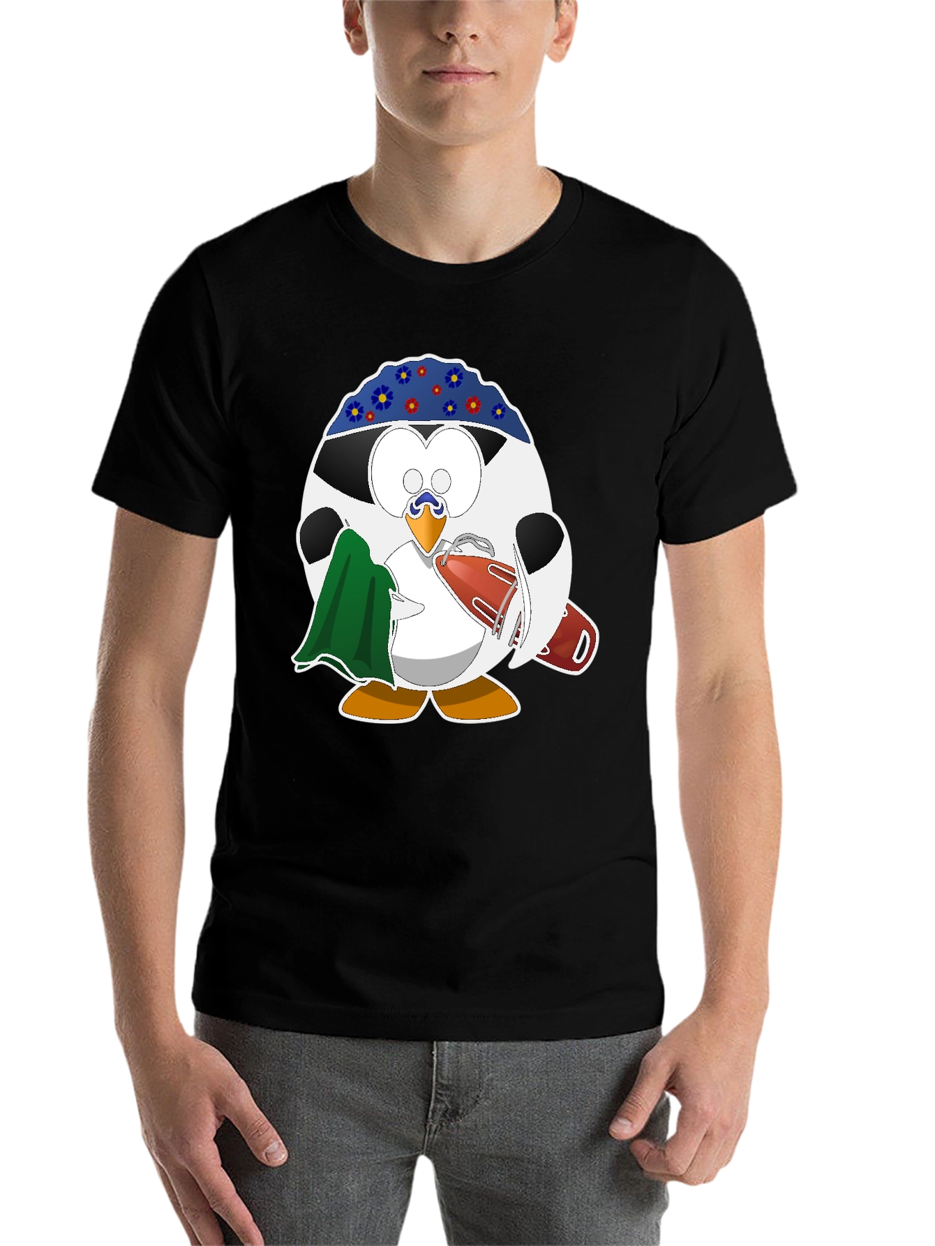 Black Lifeguard Penguin Graphic T-Shirt - Black view 7