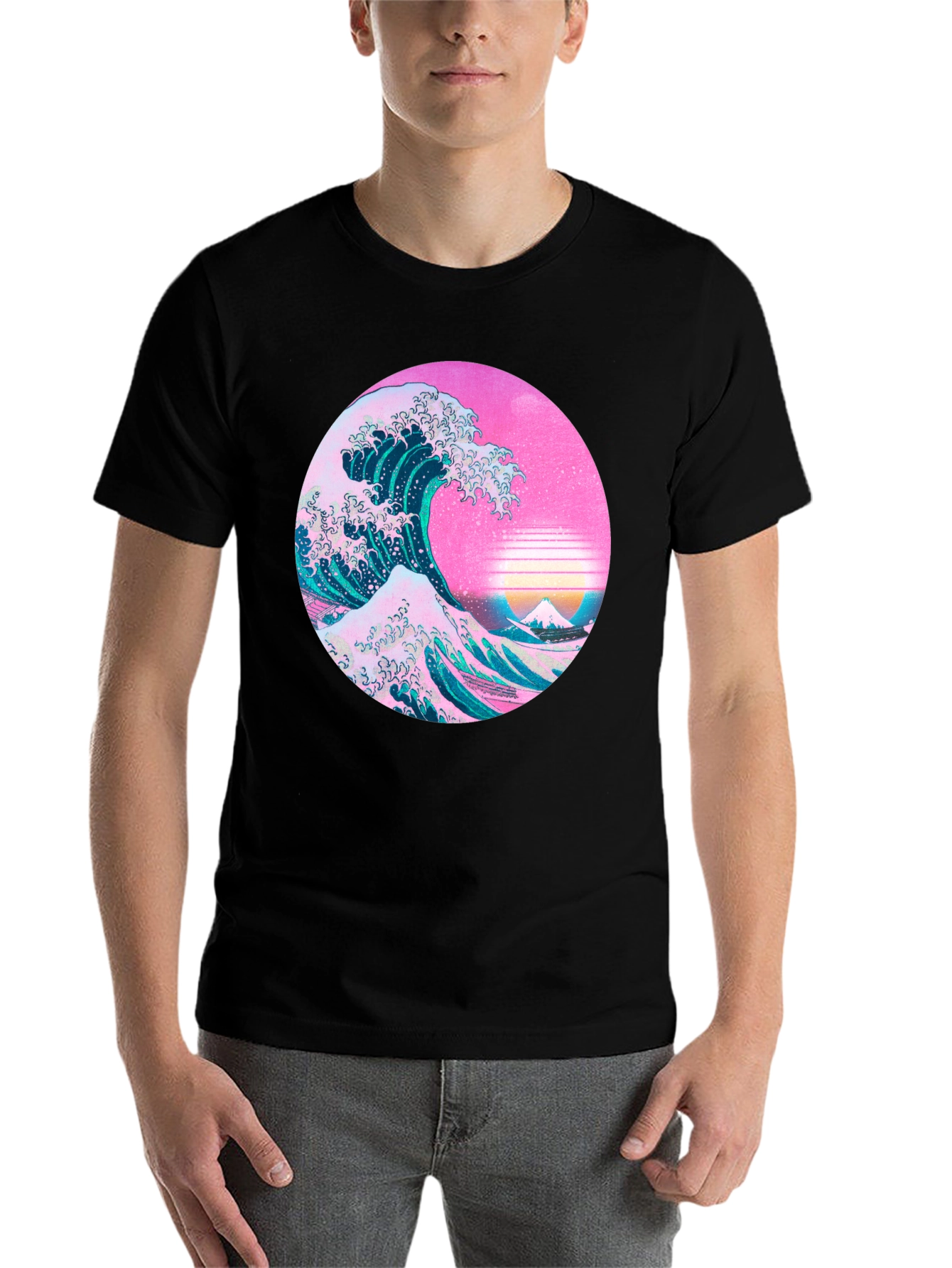 Black Great Wave Aesthetic T-Shirt view 7