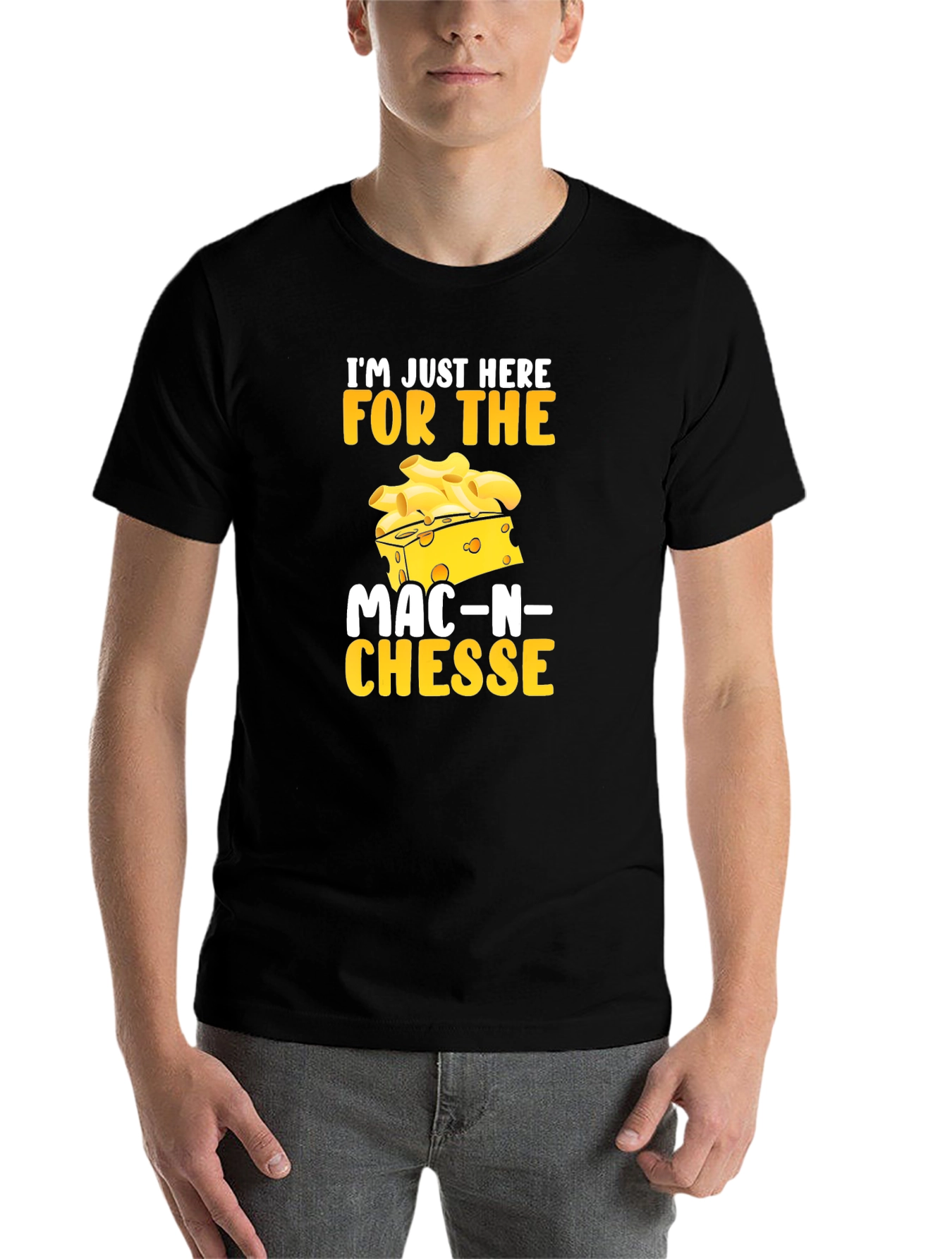 Black Mac-N-Cheese Lover T-Shirt: Just Here For the Food! view 7