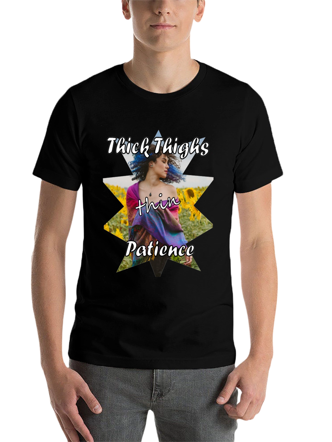 Black Thick Thighs Thin Patience Graphic T-Shirt view 7