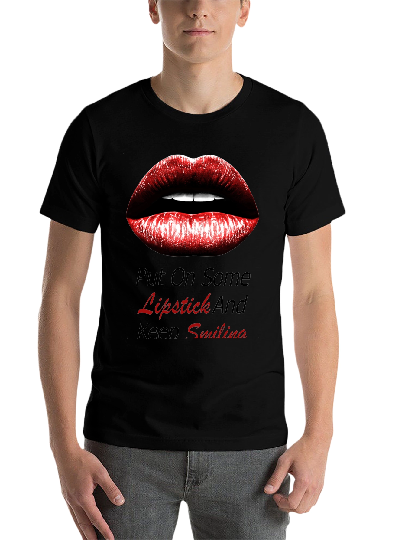 Black Lipstick Kiss Graphic Tee - Trendy Black Shirt view 7
