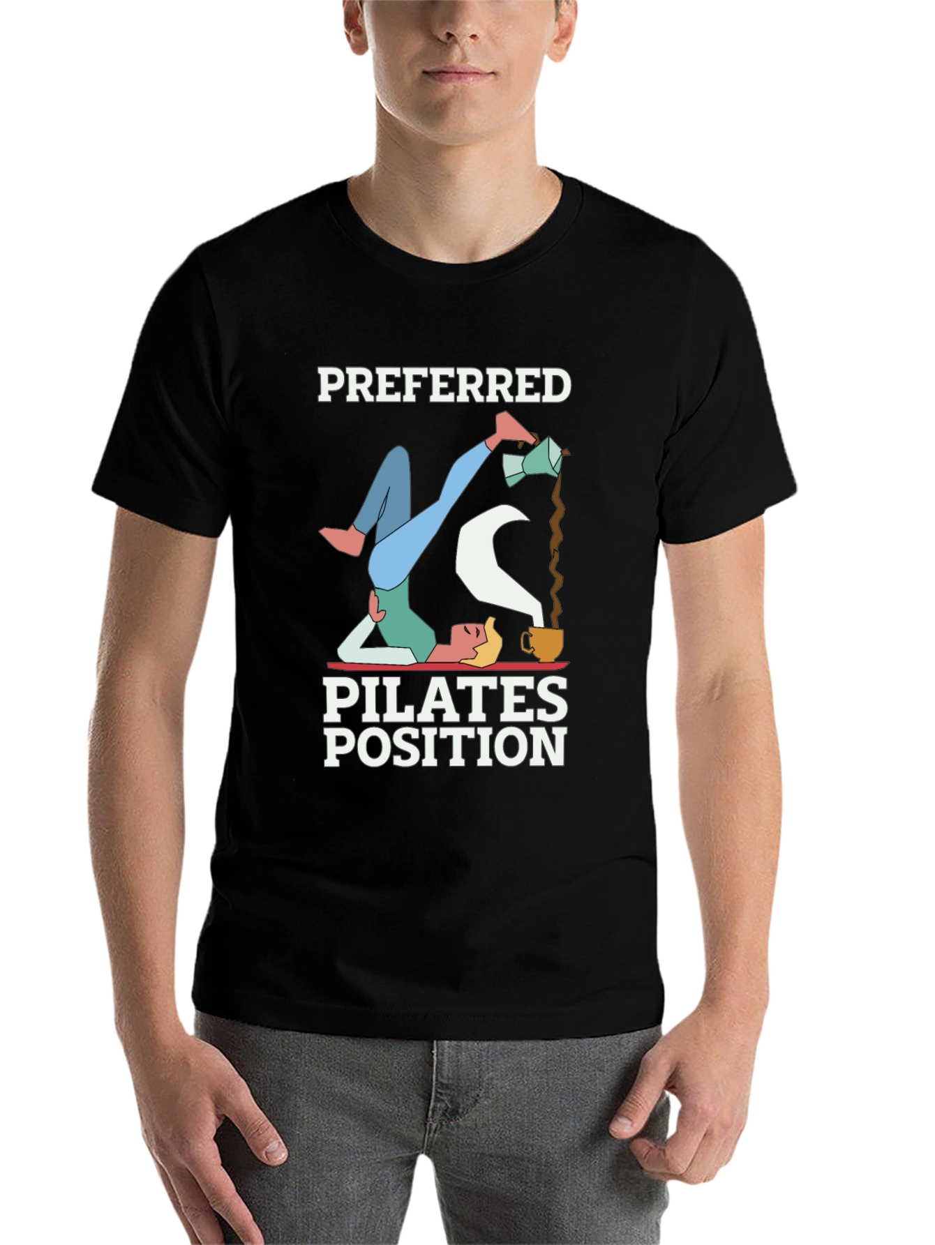 Black Preferred Pilates Position Coffee Lover T-Shirt view 7