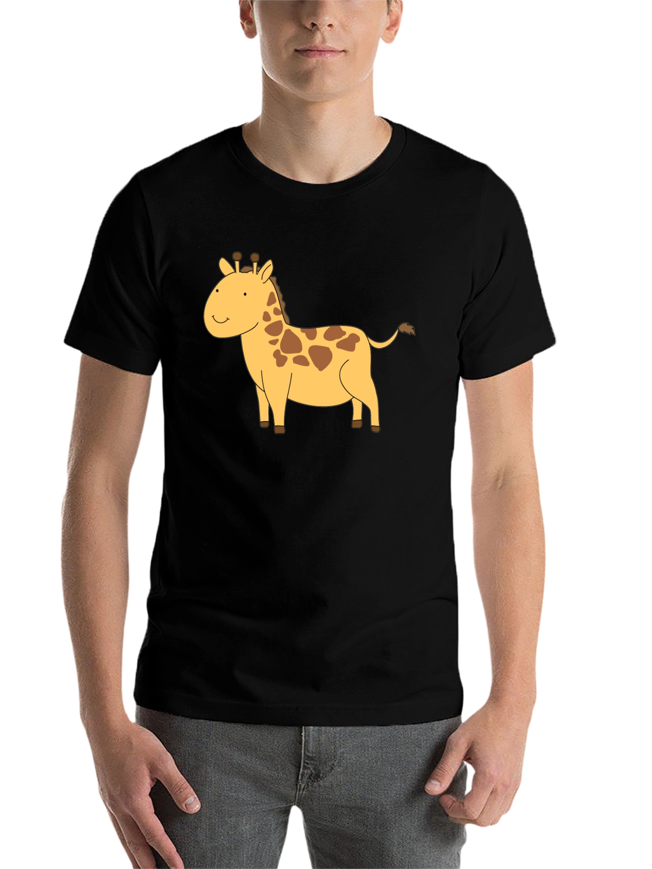 Black Giraffe Graphic Tee - Black Cotton T-Shirt view 7