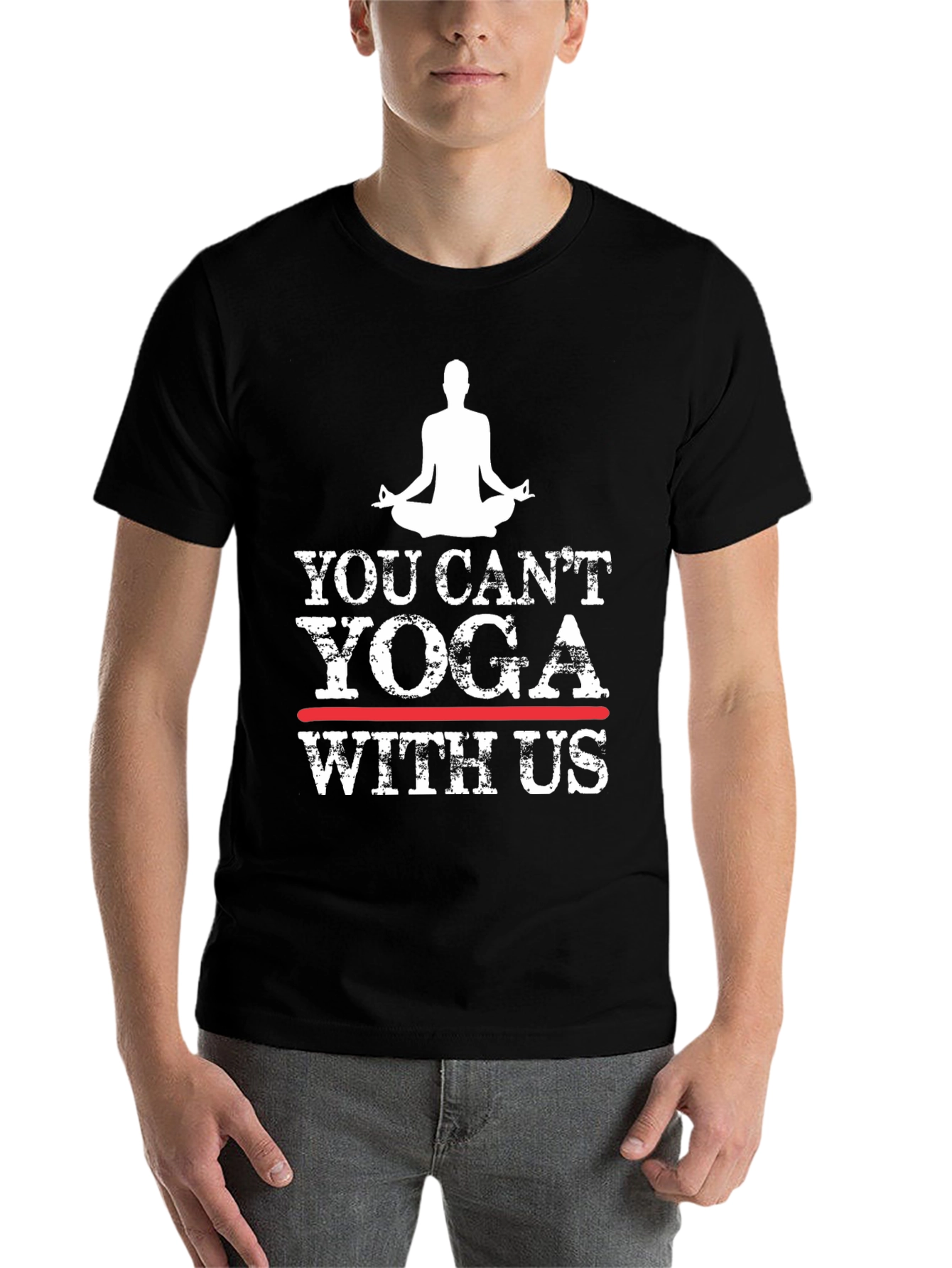 Black Yoga Graphic T-Shirt - You Can't Yoga With Us view 7