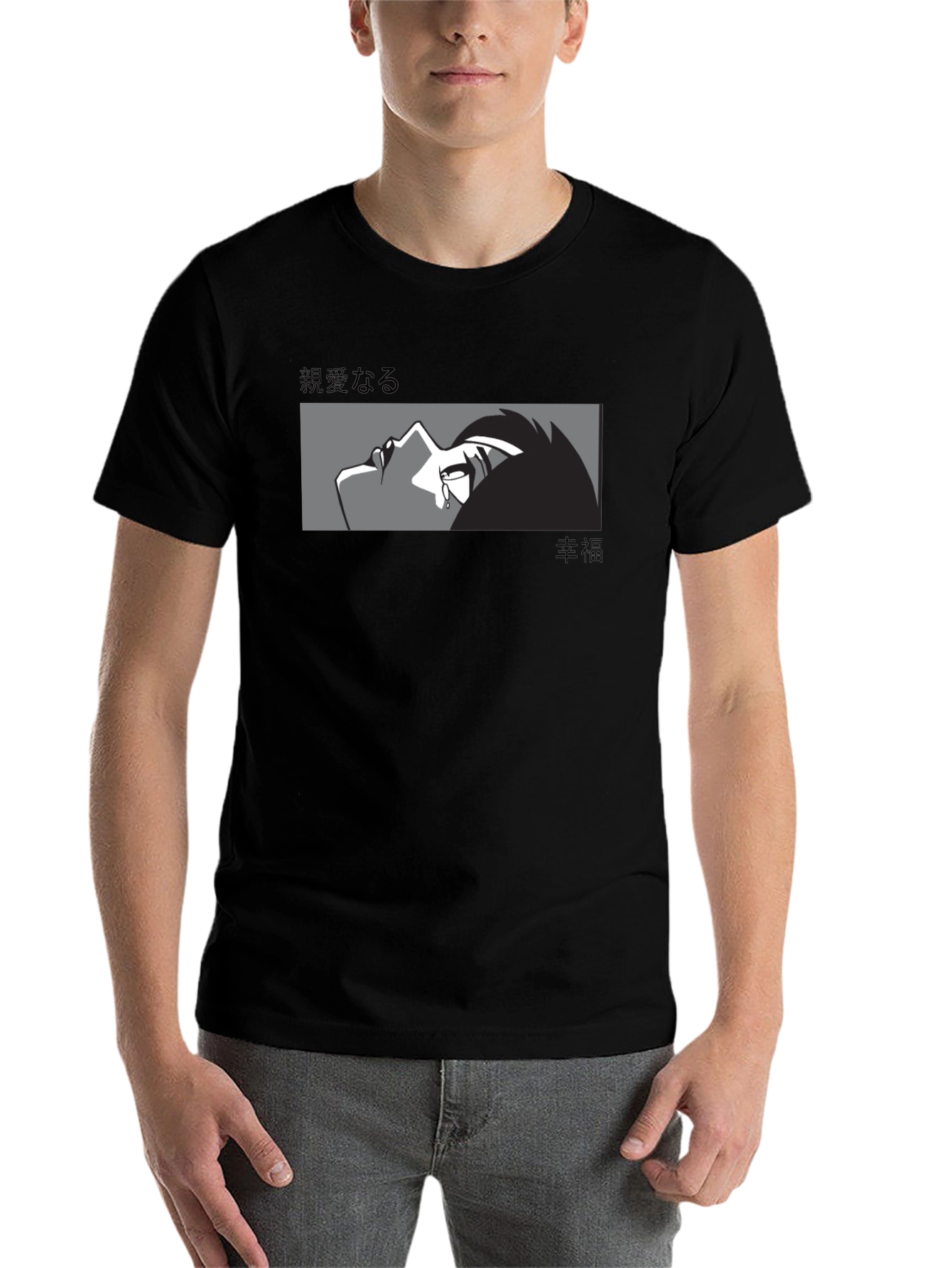 Black Anime Graphic Print Black T-Shirt view 7