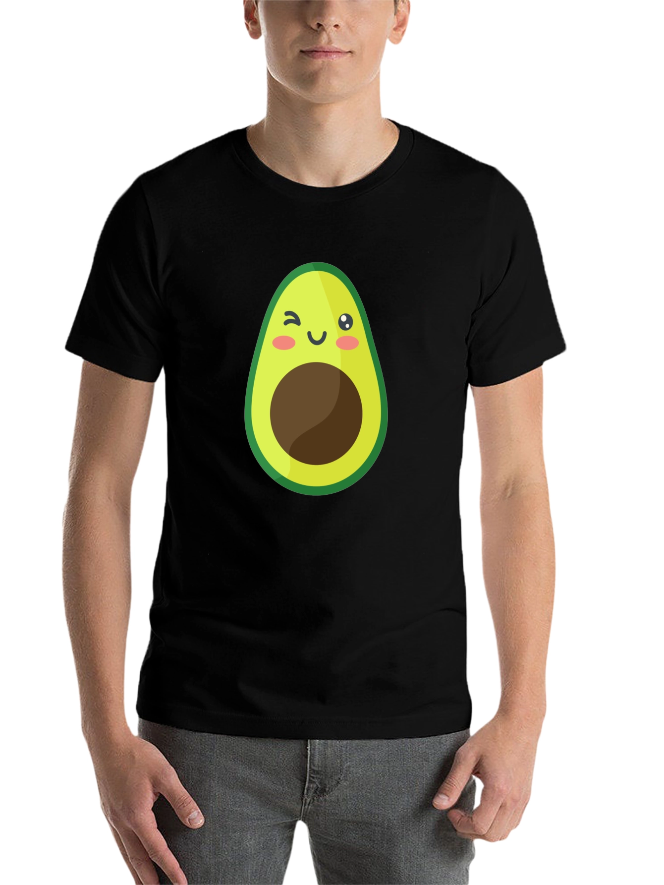 Black Cute Avocado Graphic Black T-Shirt view 7