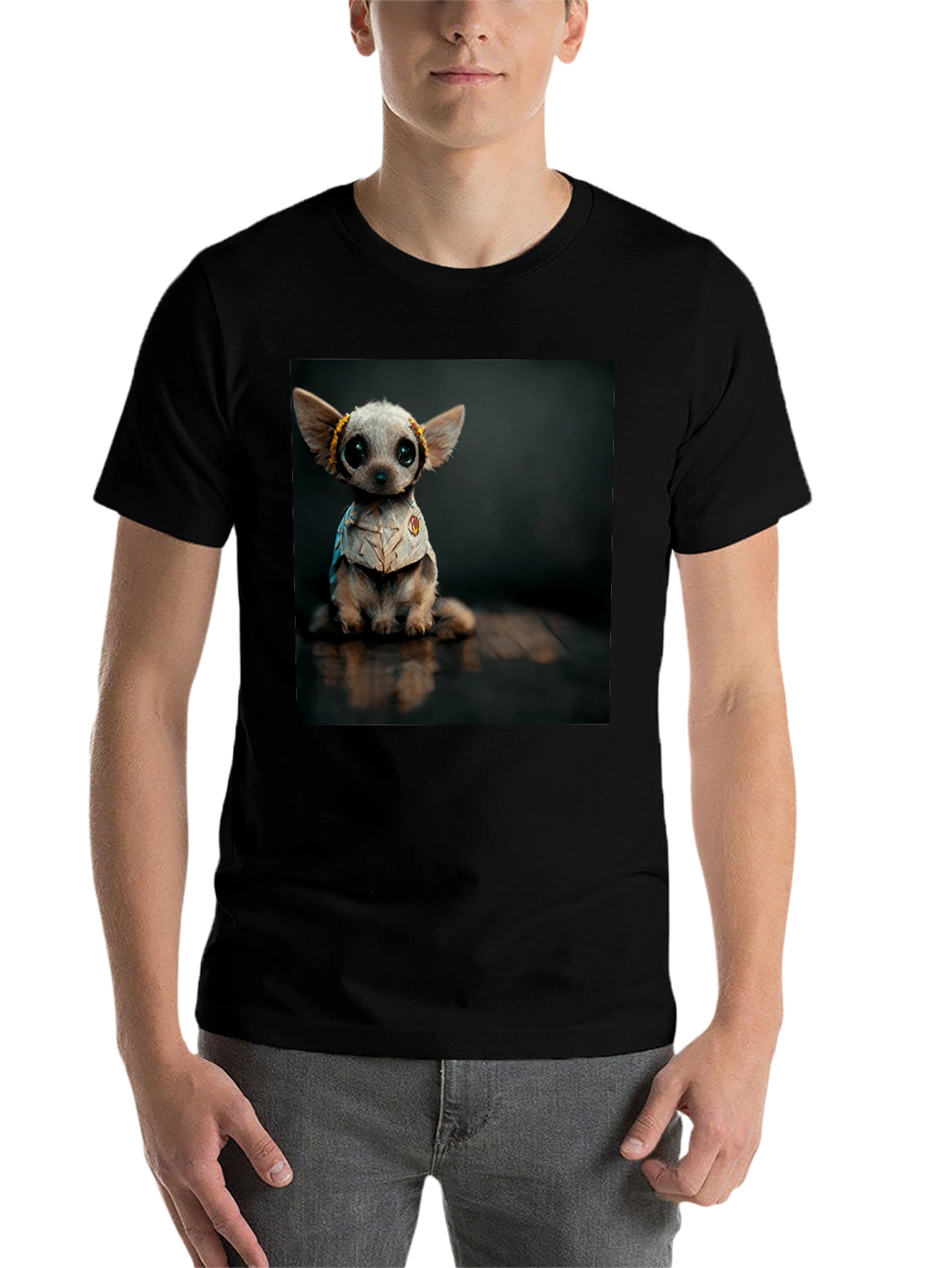 Black Cute Chihuahua Dog T-Shirt view 7