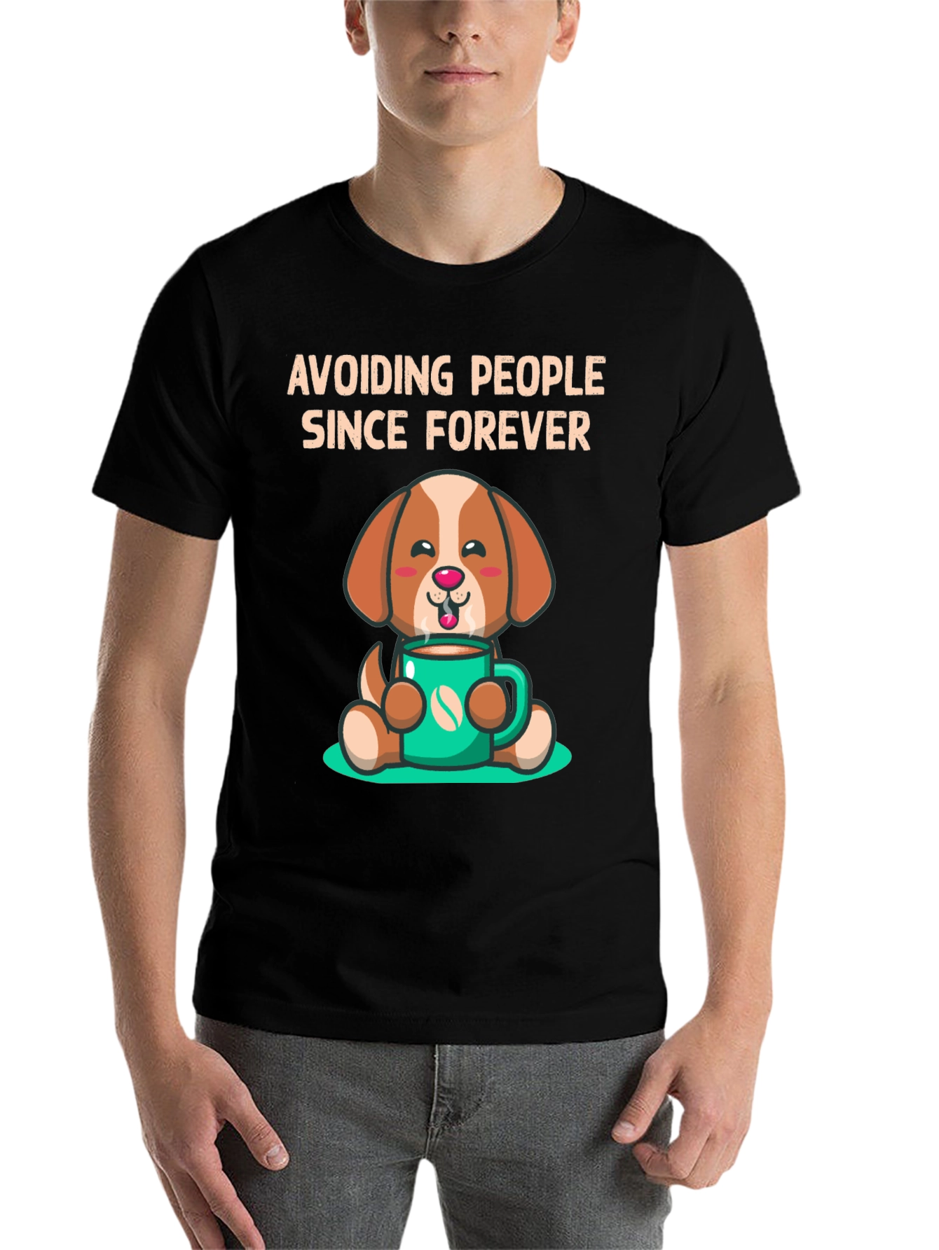 Black Avoiding People Dog T-Shirt view 7
