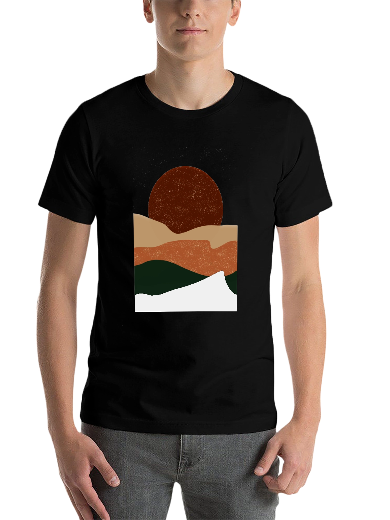 Black Abstract Landscape Graphic T-Shirt view 7