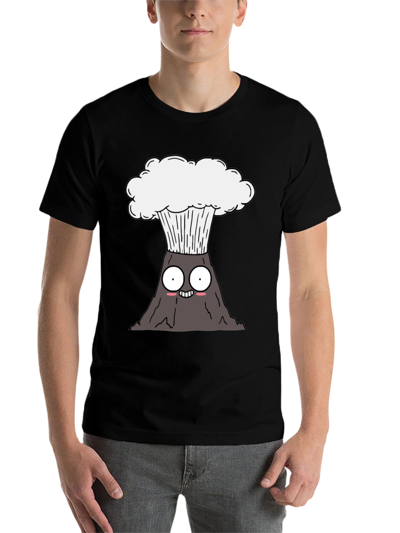 Black Kawaii Volcano Explosion T-Shirt - Black view 7