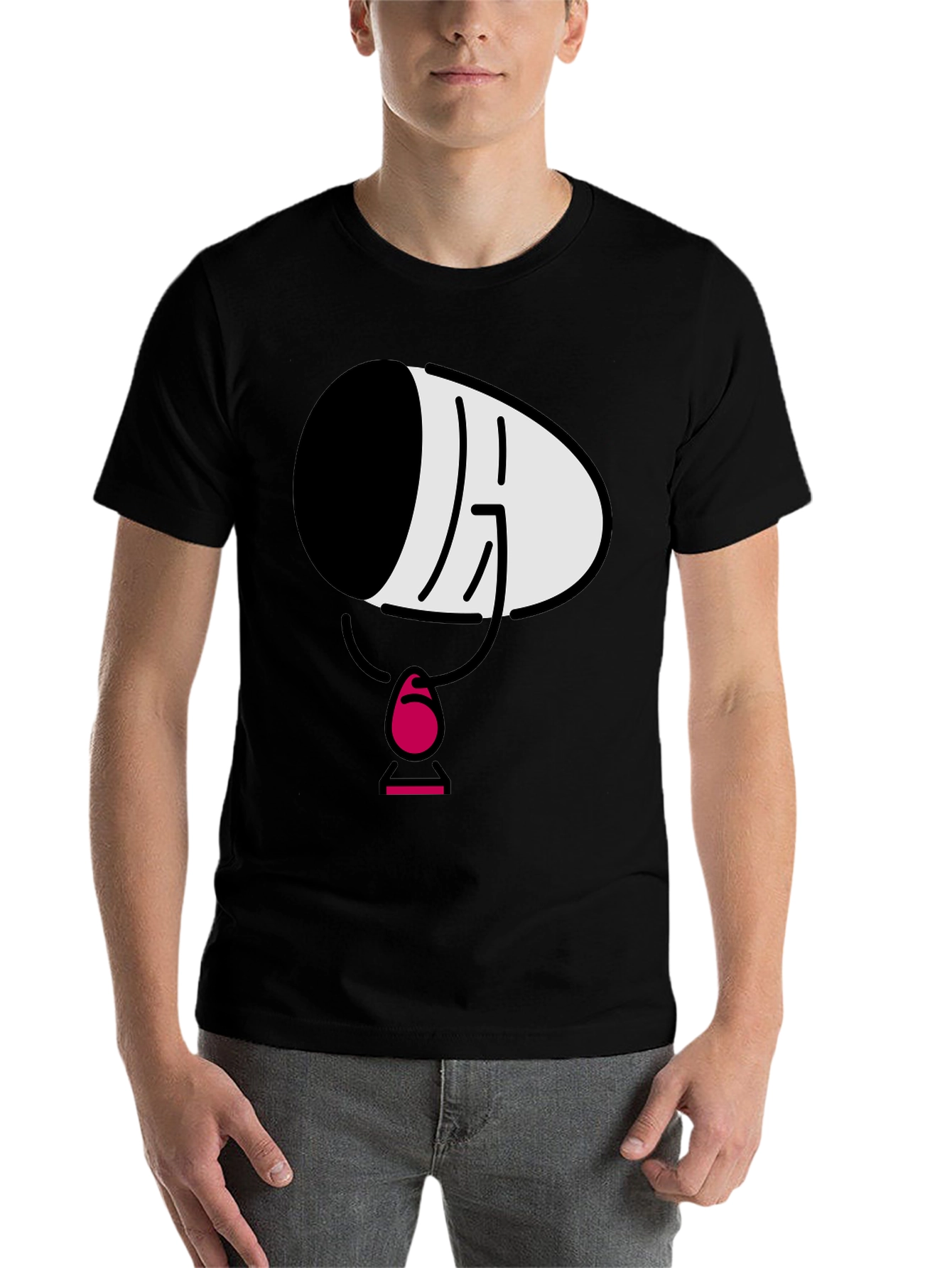 Black Men's Black Cartoon Face T-Shirt view 7